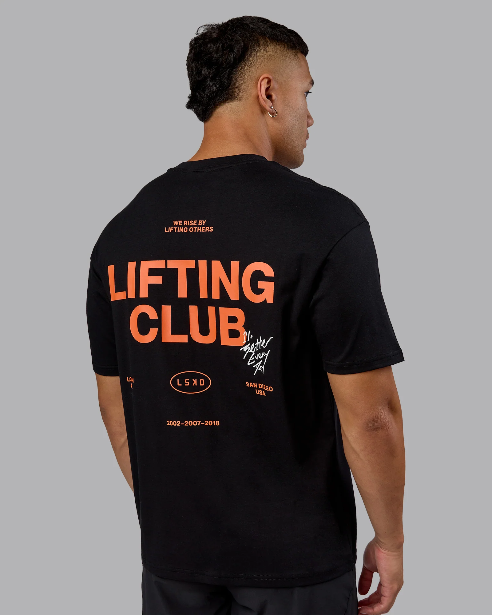 Lifting Club FLXCotton Tee Oversize - Black-Ultra Orange - Image 7