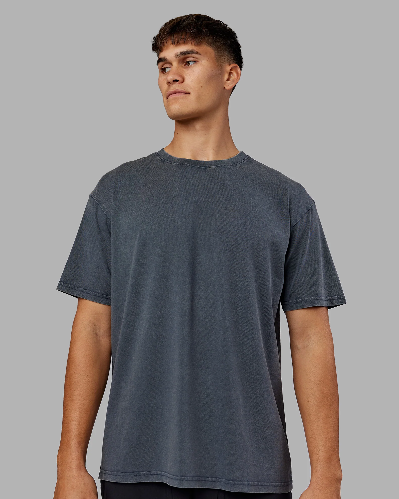 Lifting Club FLXCotton Tee Oversize - Dark Storm Washed-Blue - Image 2