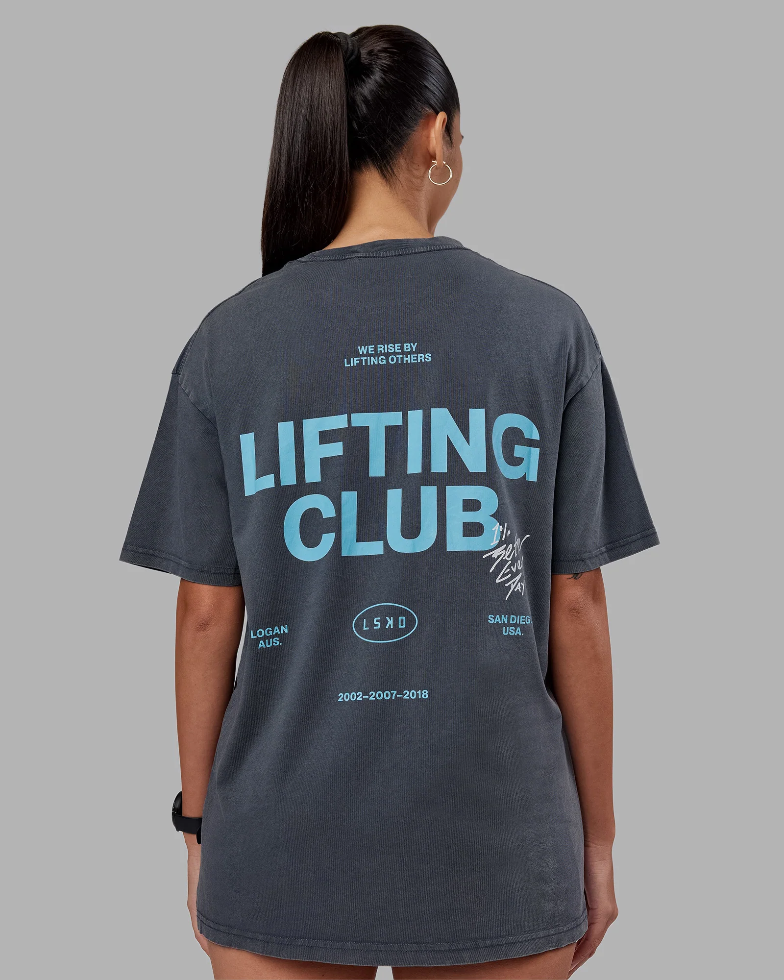 Lifting Club FLXCotton Tee Oversize - Dark Storm Washed-Blue - Image 3
