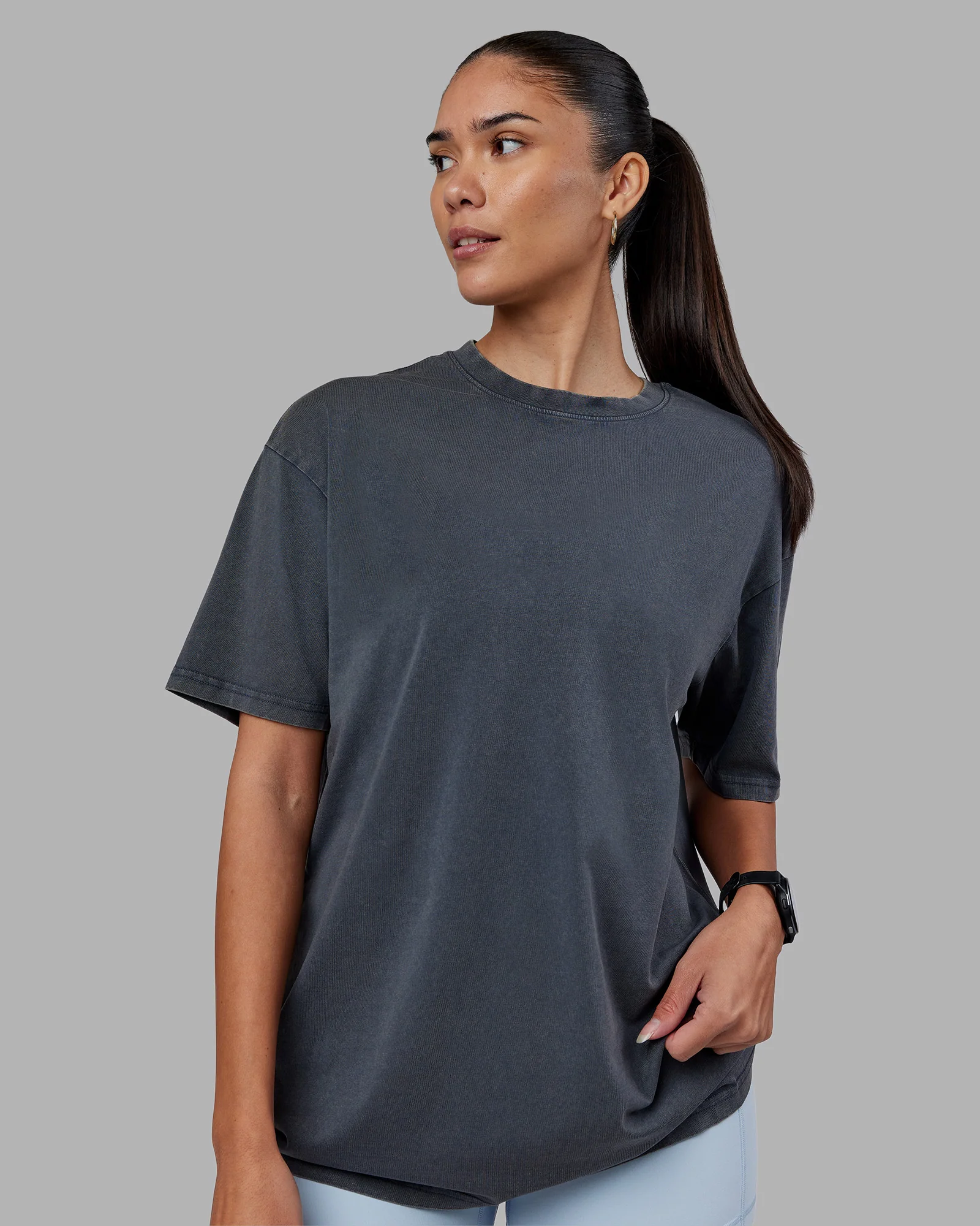 Lifting Club FLXCotton Tee Oversize - Dark Storm Washed-Blue - Image 4
