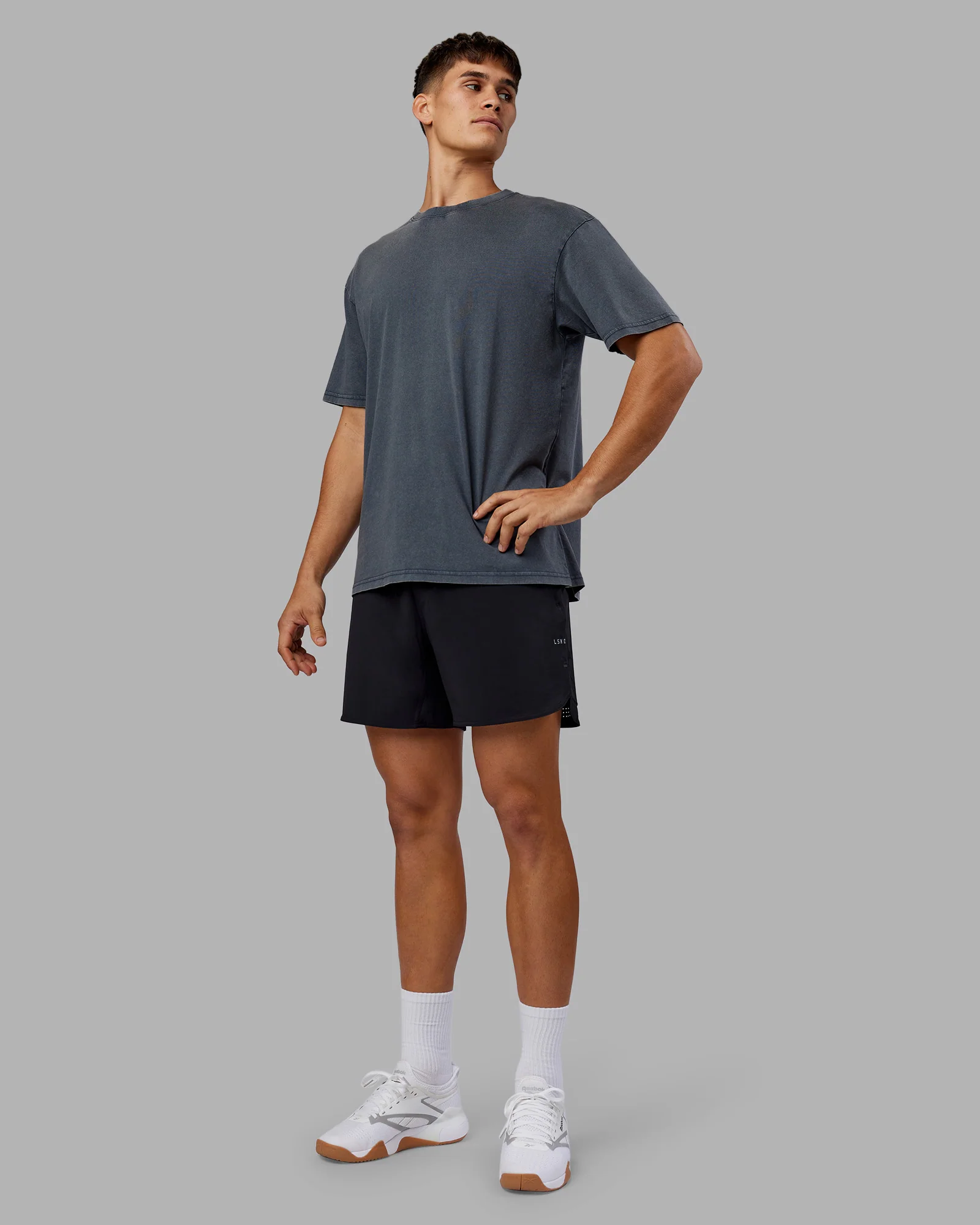 Lifting Club FLXCotton Tee Oversize - Dark Storm Washed-Blue - Image 5