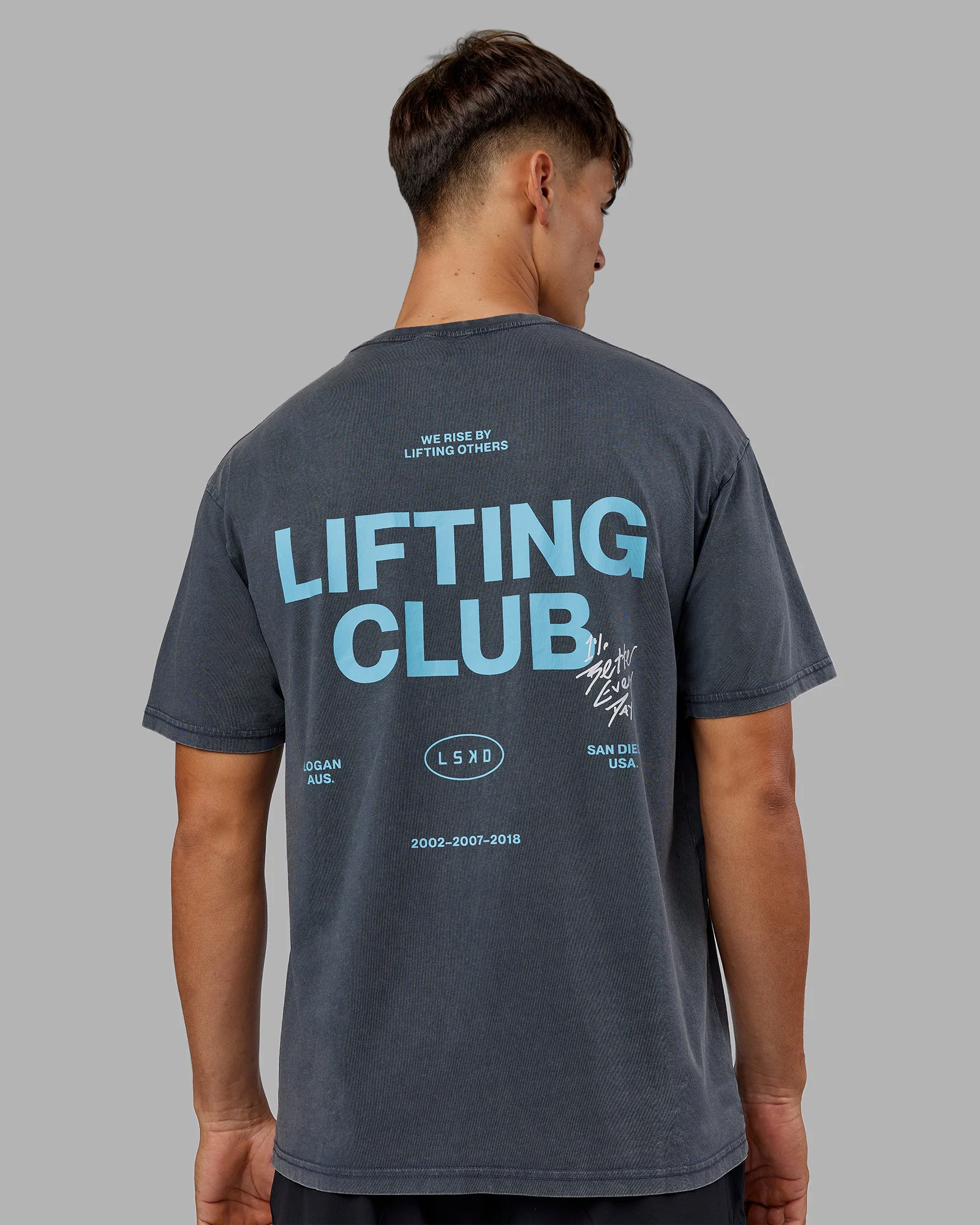 Lifting Club FLXCotton Tee Oversize - Dark Storm Washed-Blue - Image 6