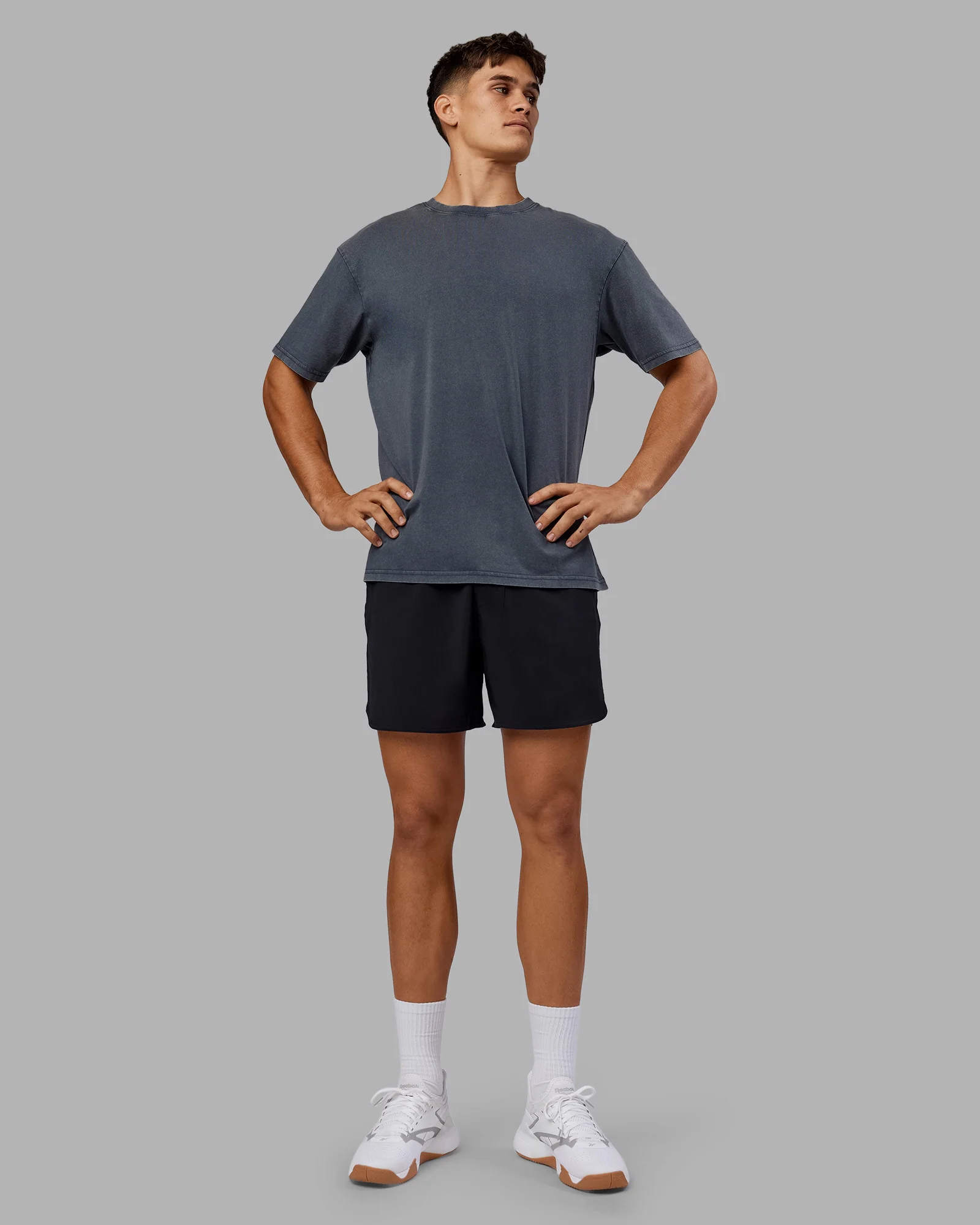 Lifting Club FLXCotton Tee Oversize - Dark Storm Washed-Blue - Image 7