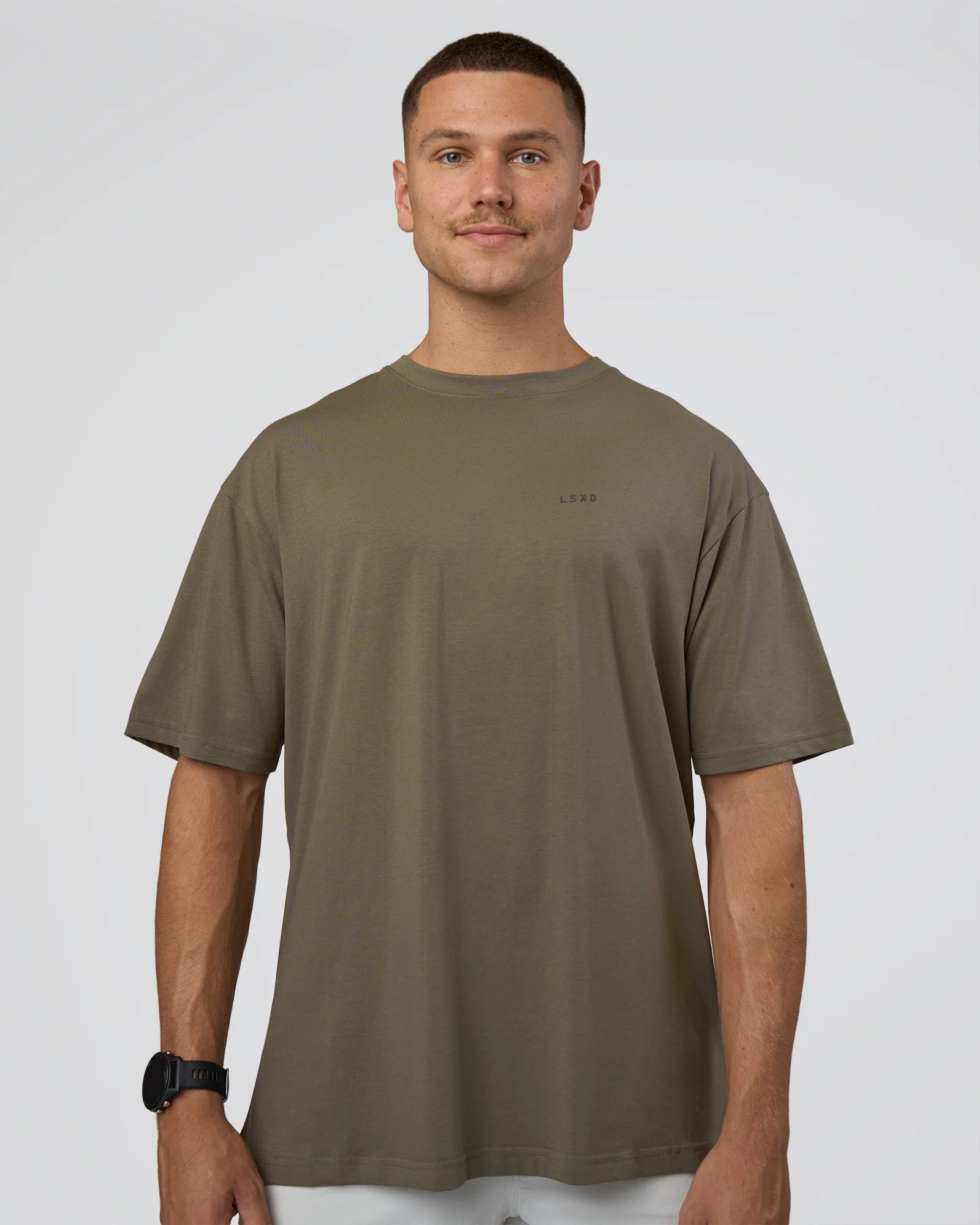 Lifting FLXCotton Oversized Tee - Walnut Grey-Hot Chocolate - Image 2