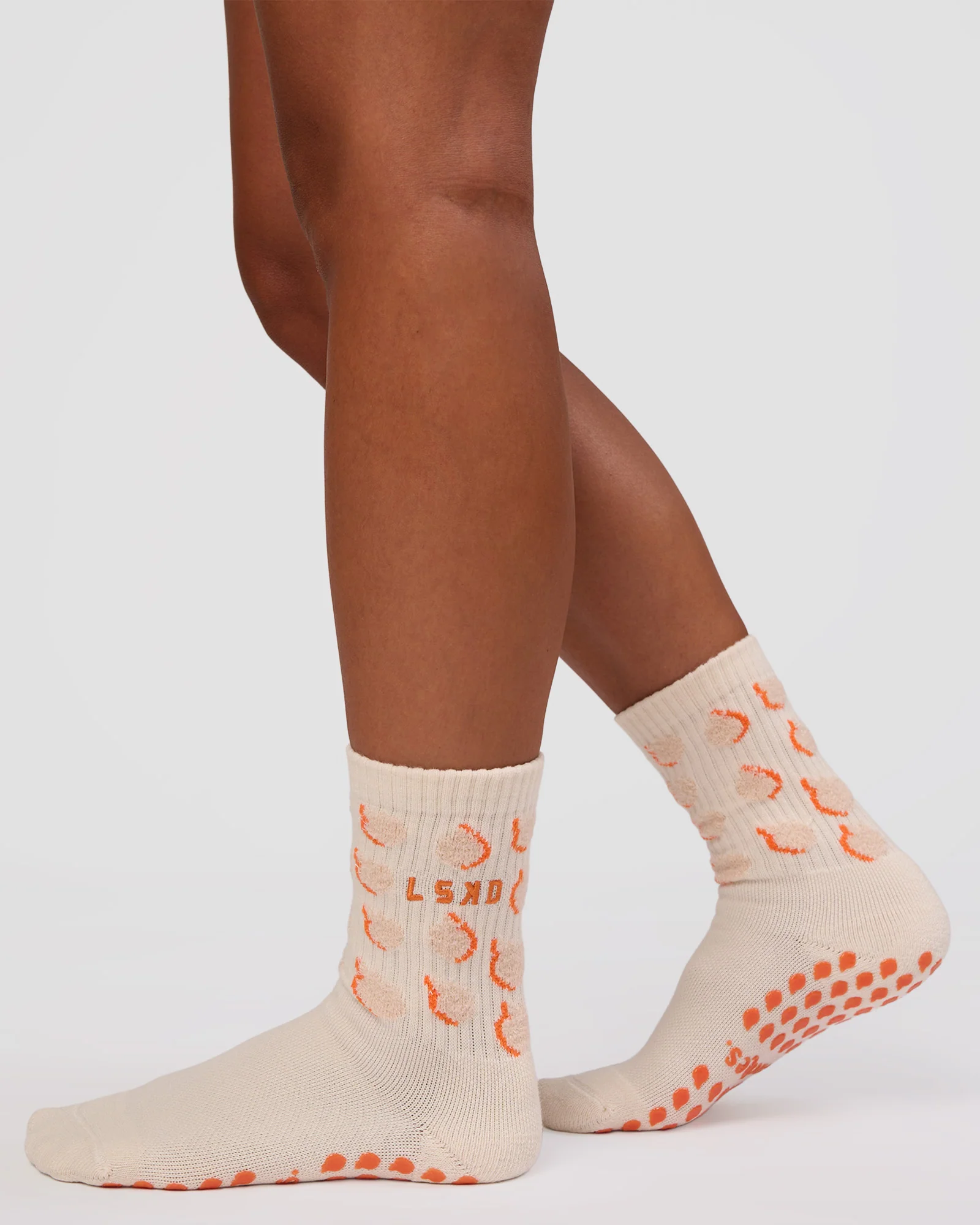 Love Peaches Pilates Grip Socks - Ivory-Orange - Image 4