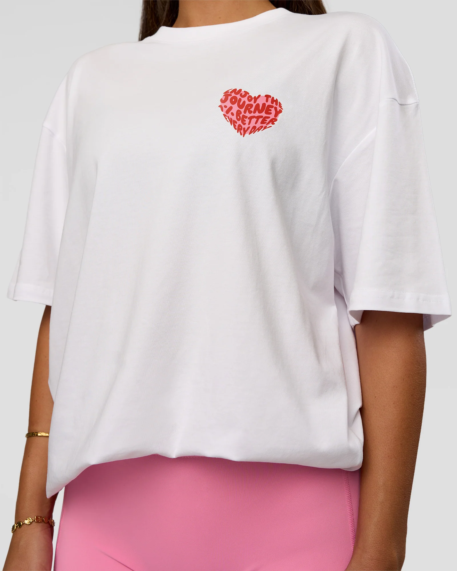 Love the Journey FLXCotton Oversized Tee - White-Candy Pink - Image 12