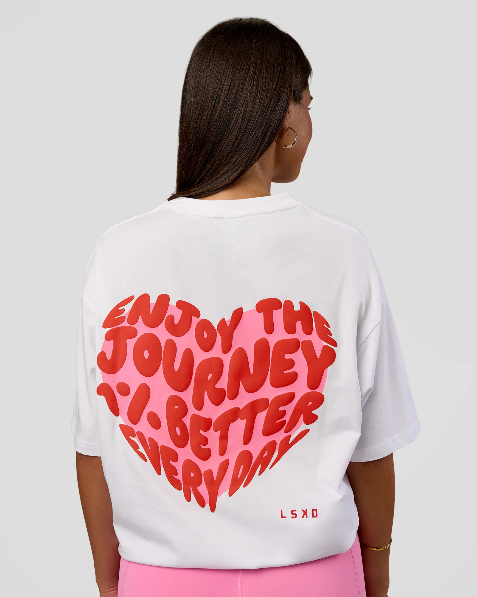Love the Journey FLXCotton Oversized Tee - White-Candy Pink - Image 13