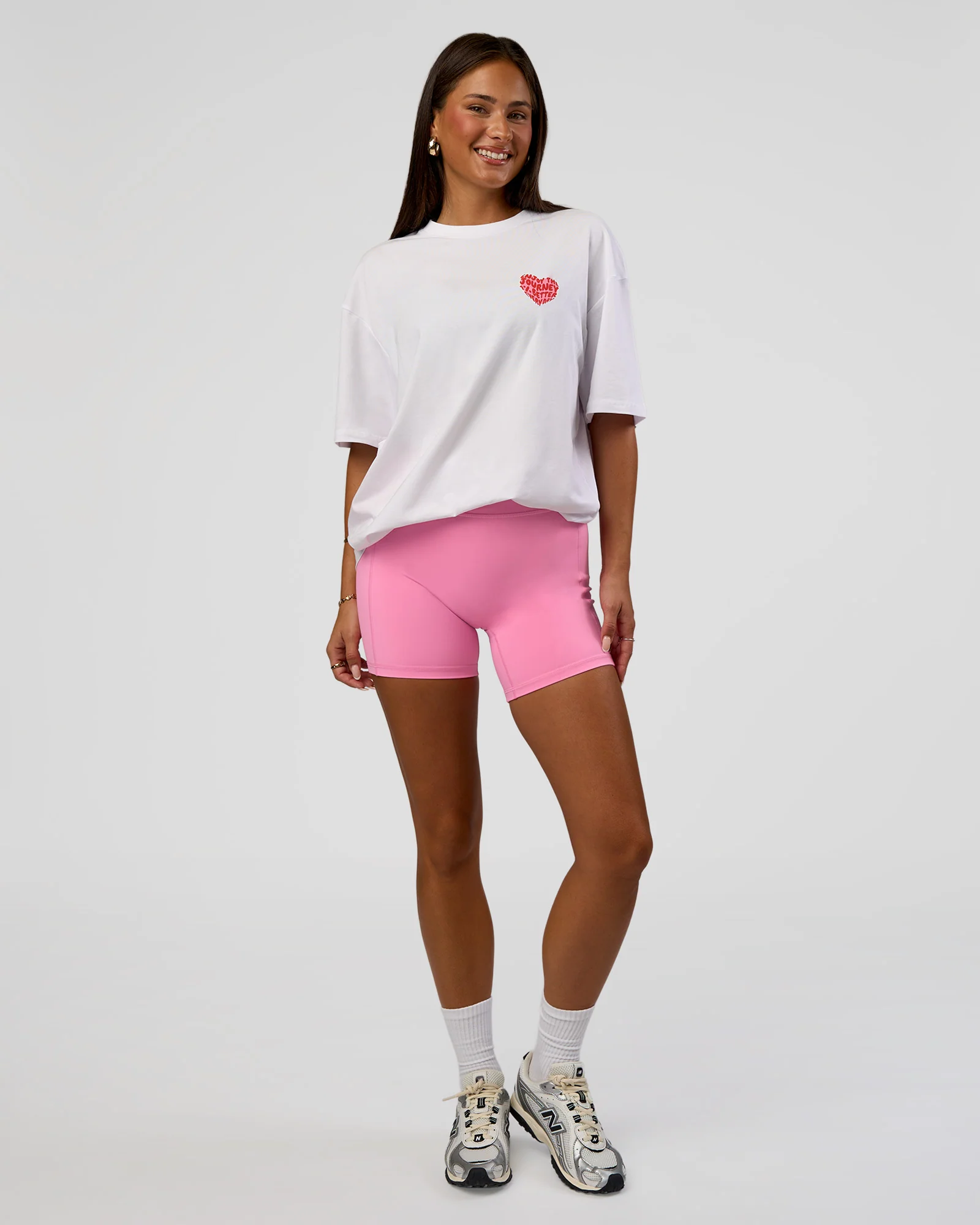 Love the Journey FLXCotton Oversized Tee - White-Candy Pink - Image 14