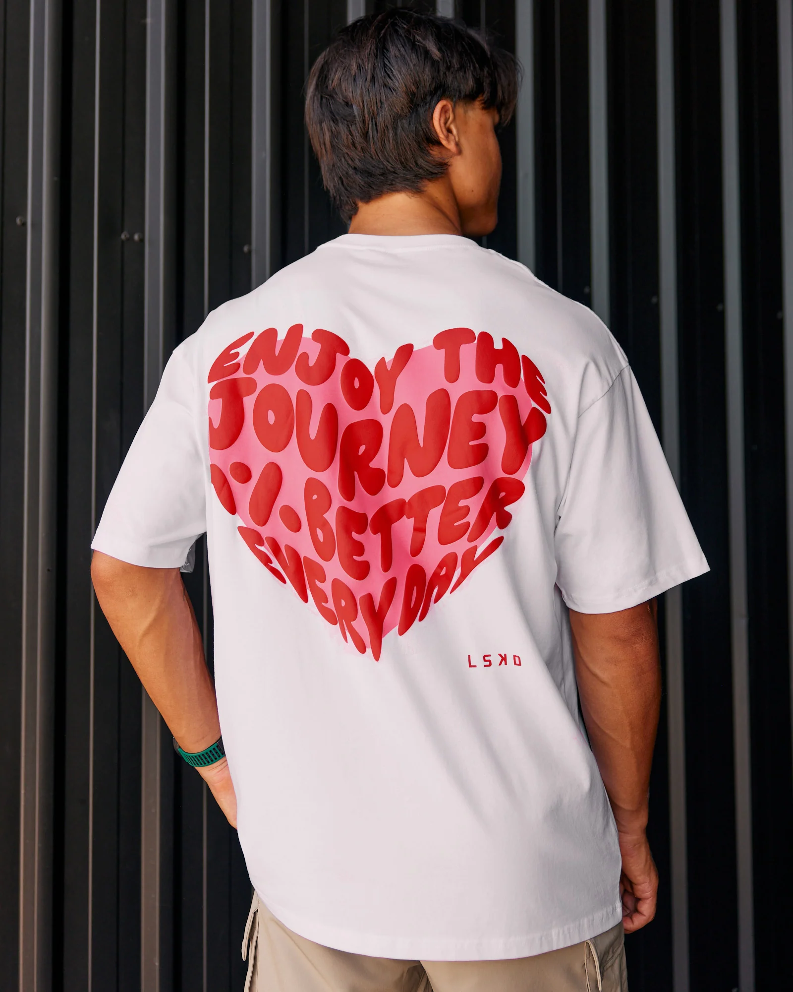 Love the Journey FLXCotton Oversized Tee - White-Candy Pink - Image 2