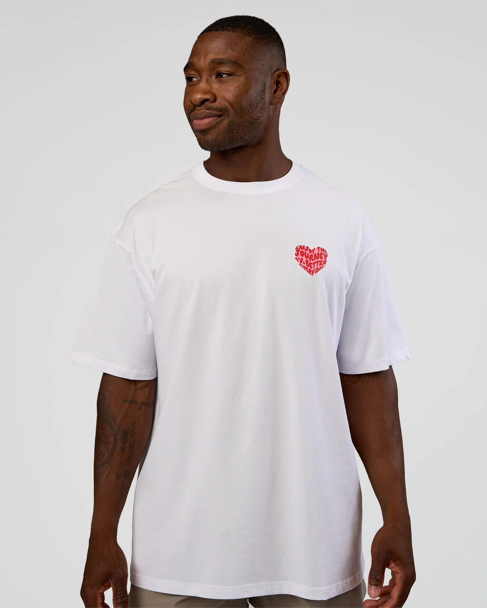 Love the Journey FLXCotton Oversized Tee - White-Candy Pink - Image 3