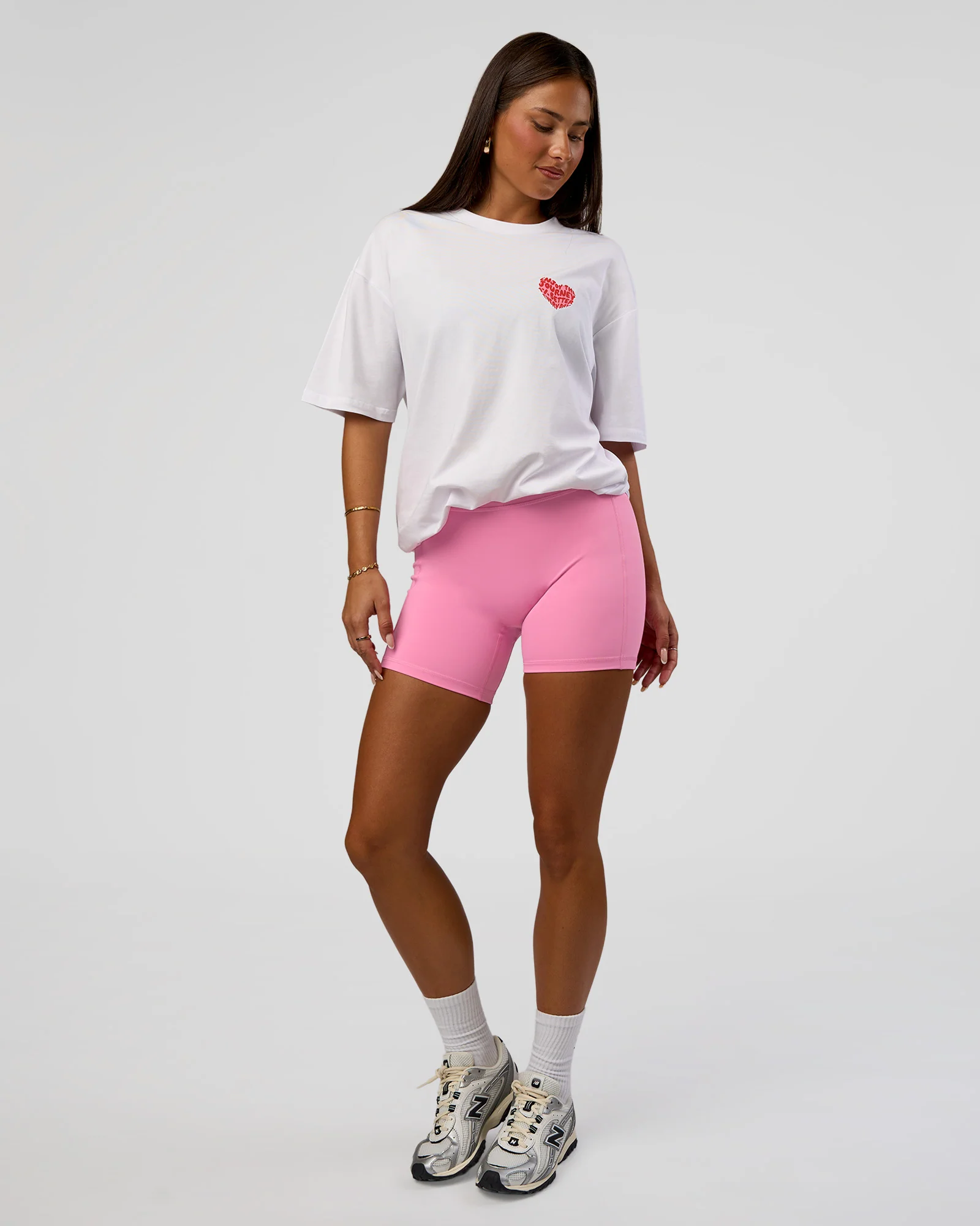 Love the Journey FLXCotton Oversized Tee - White-Candy Pink - Image 9