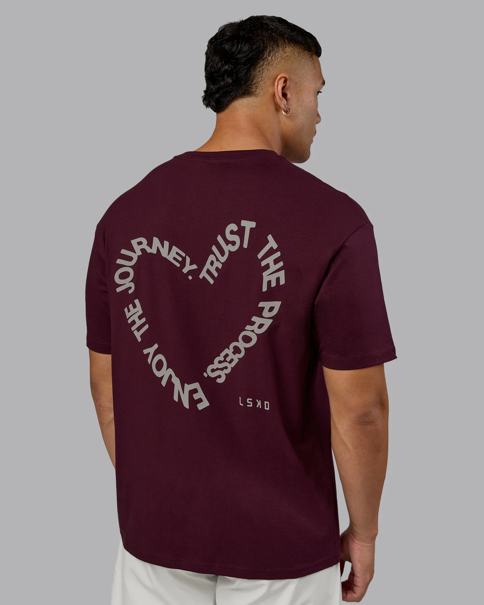 Love The Process FLXCotton Oversize Tee - Cherry Lacquer-Shale Beige - Image 10