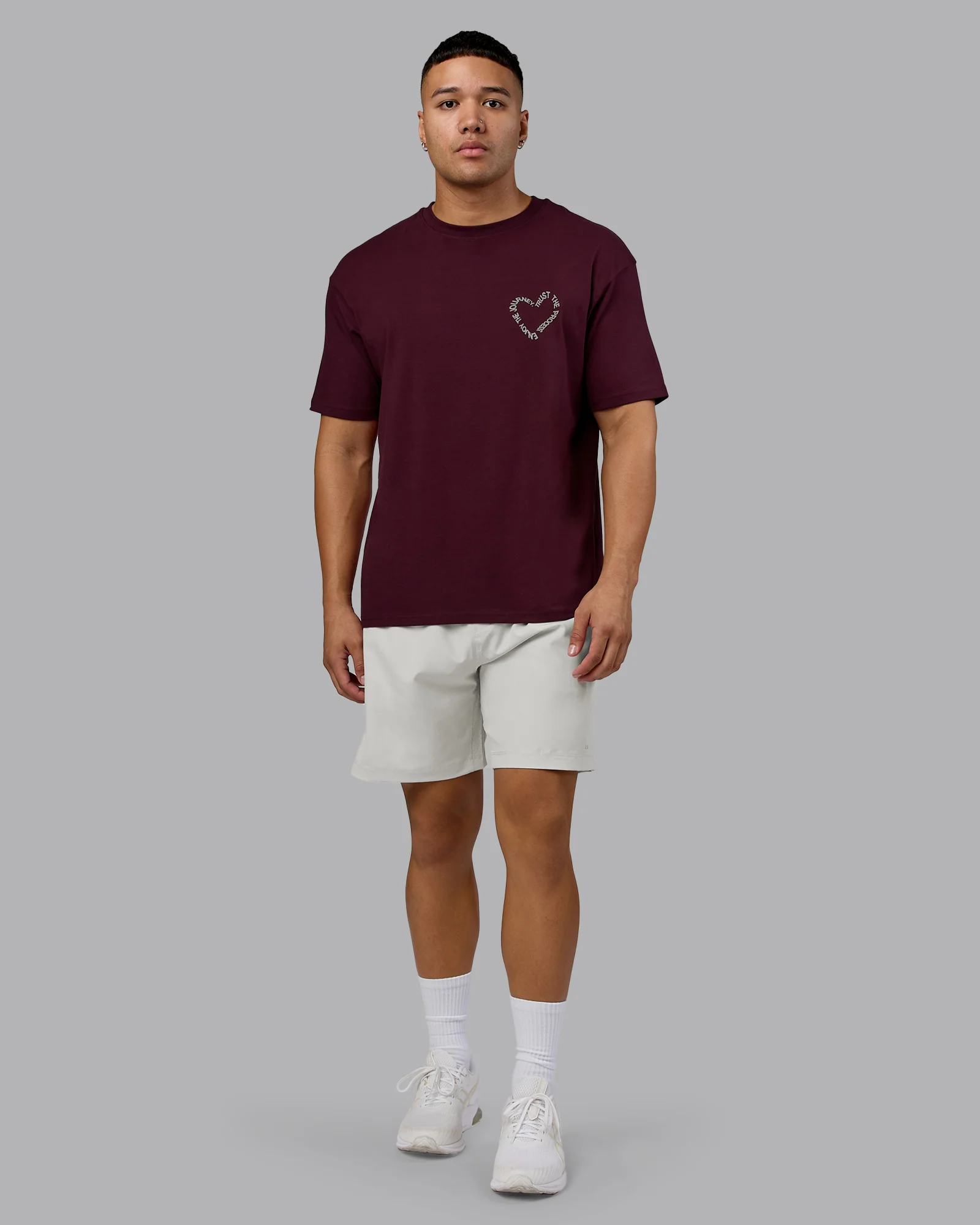 Love The Process FLXCotton Oversize Tee - Cherry Lacquer-Shale Beige - Image 5