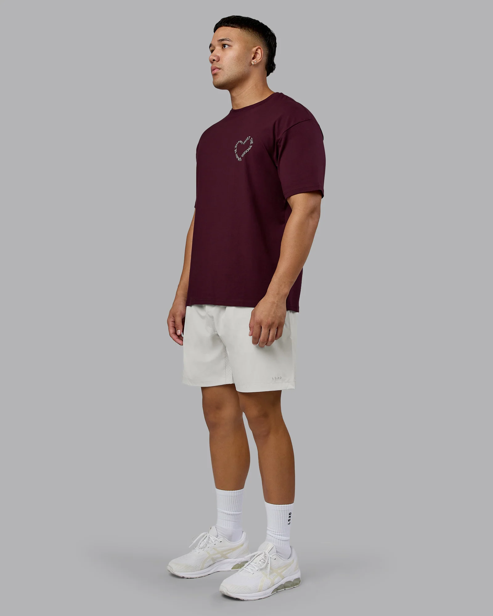 Love The Process FLXCotton Oversize Tee - Cherry Lacquer-Shale Beige - Image 7