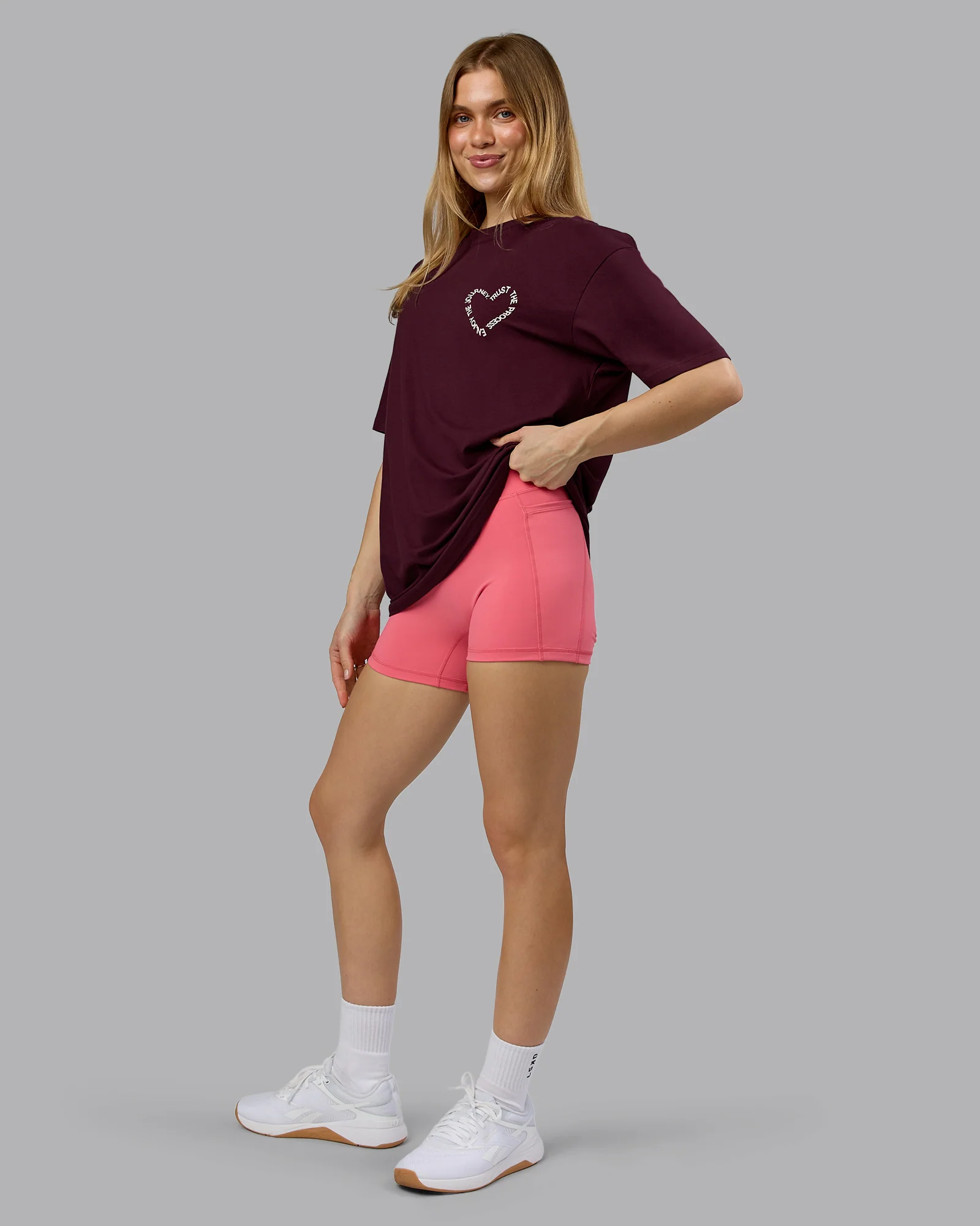 Love The Process FLXCotton Oversize Tee - Cherry Lacquer-Shale Beige - Image 8