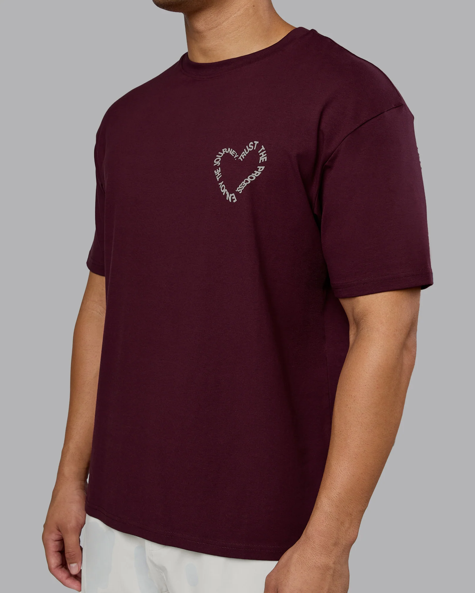 Love The Process FLXCotton Oversize Tee - Cherry Lacquer-Shale Beige - Image 9
