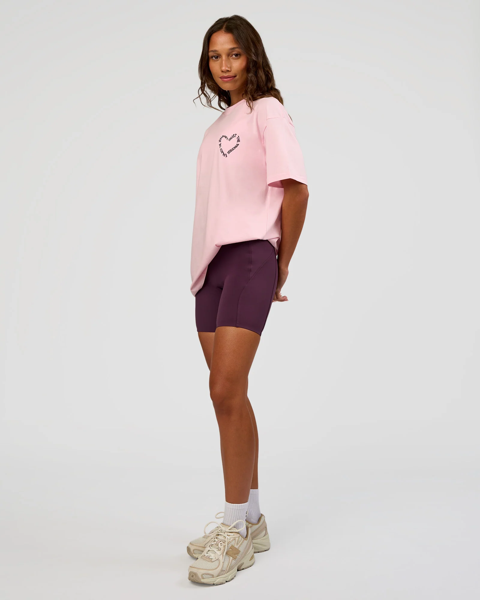 Love The Process FLXCotton Oversize Tee - Marshmallow-Midnight Plum - Image 11