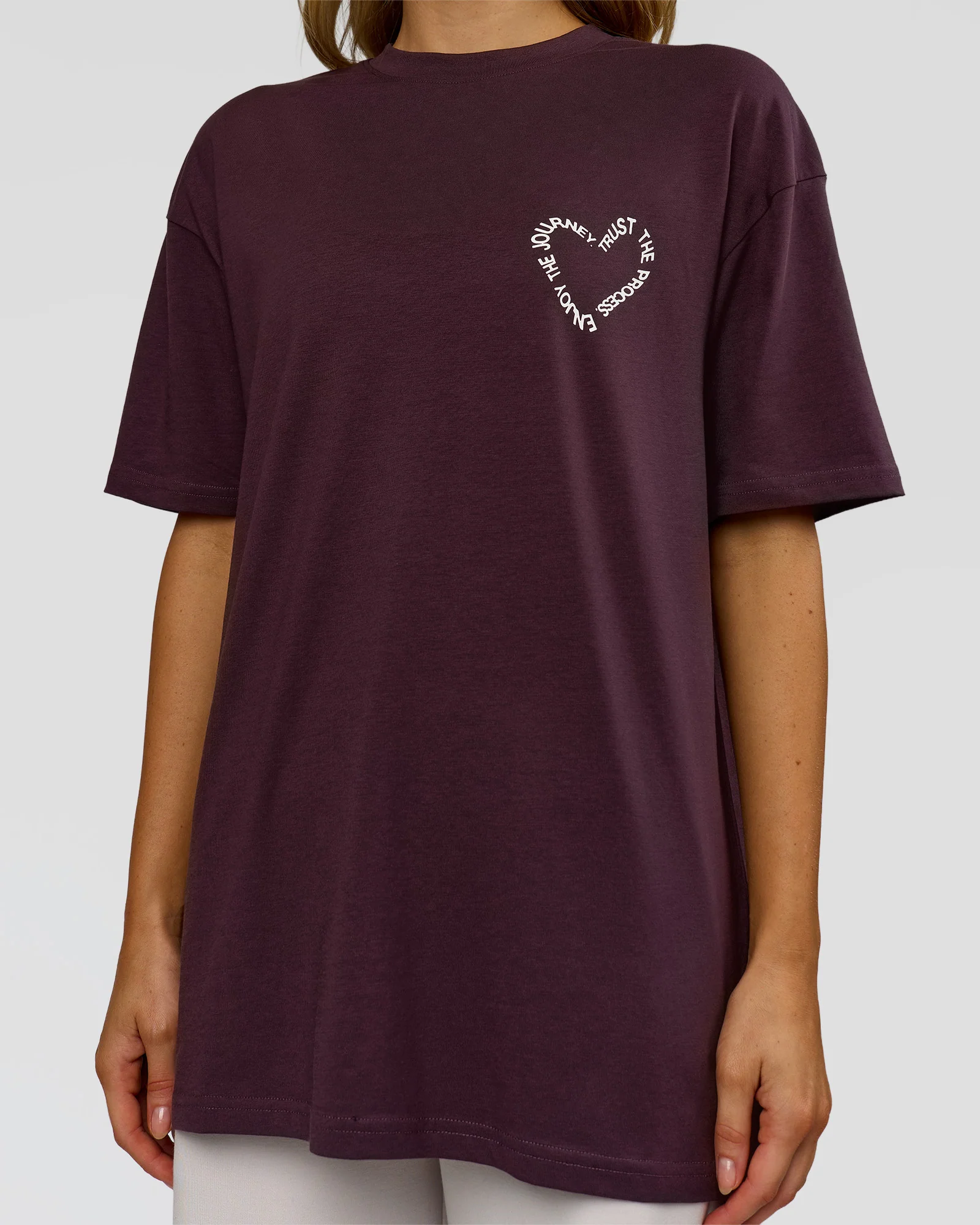 Love The Process FLXCotton Oversize Tee - Midnight Plum-White - Image 11