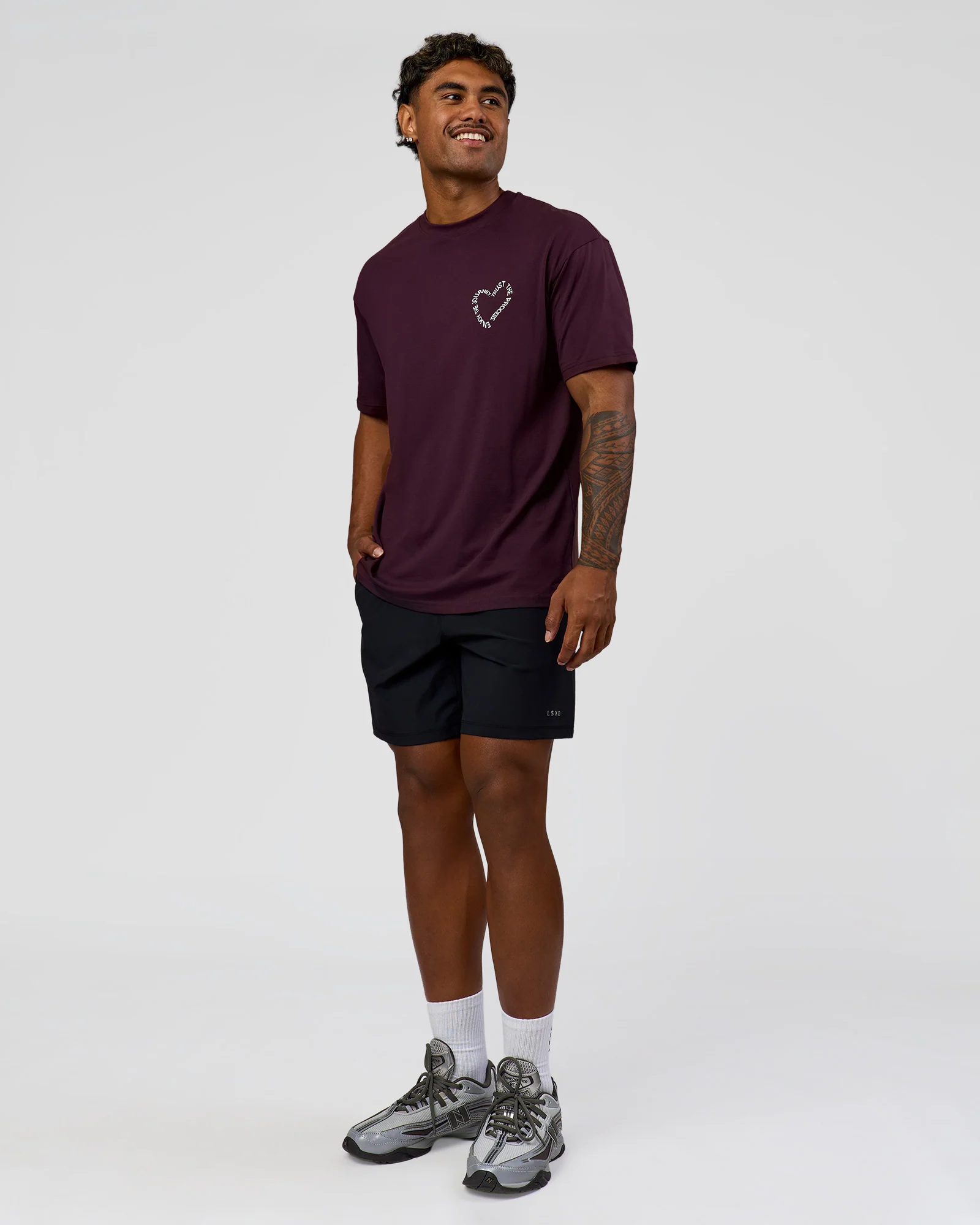 Love The Process FLXCotton Oversize Tee - Midnight Plum-White - Image 12