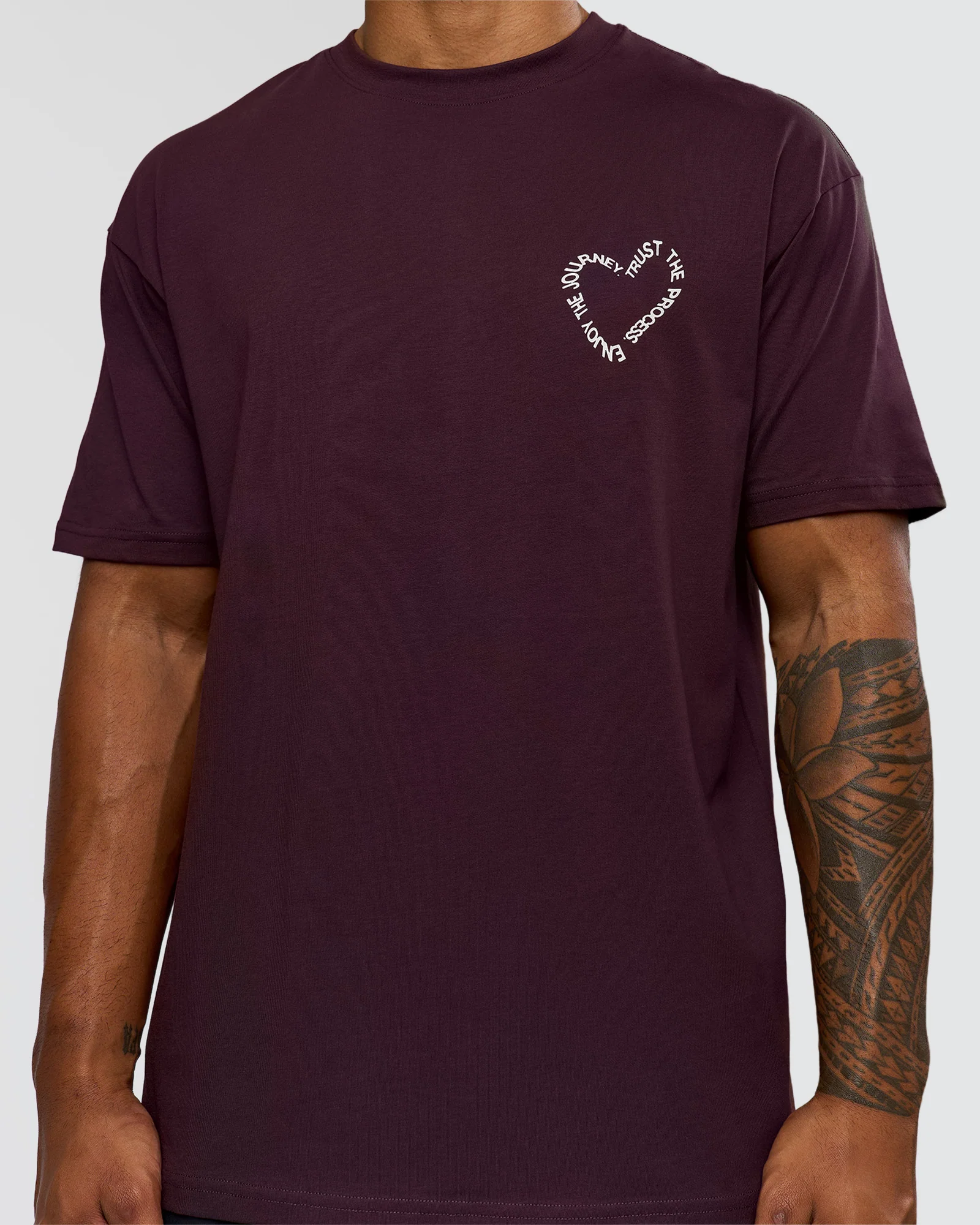 Love The Process FLXCotton Oversize Tee - Midnight Plum-White - Image 13