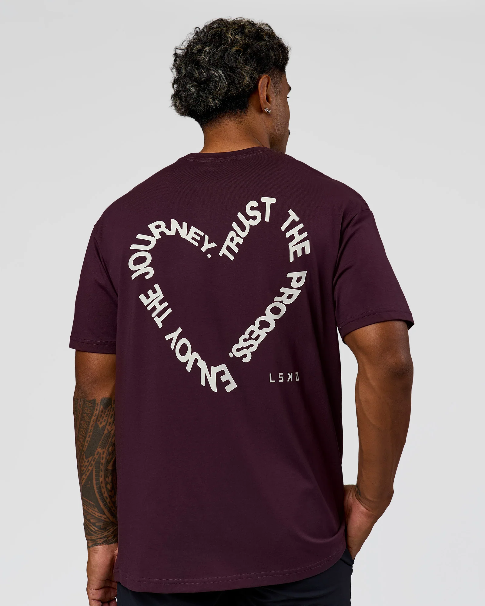 Love The Process FLXCotton Oversize Tee - Midnight Plum-White - Image 4