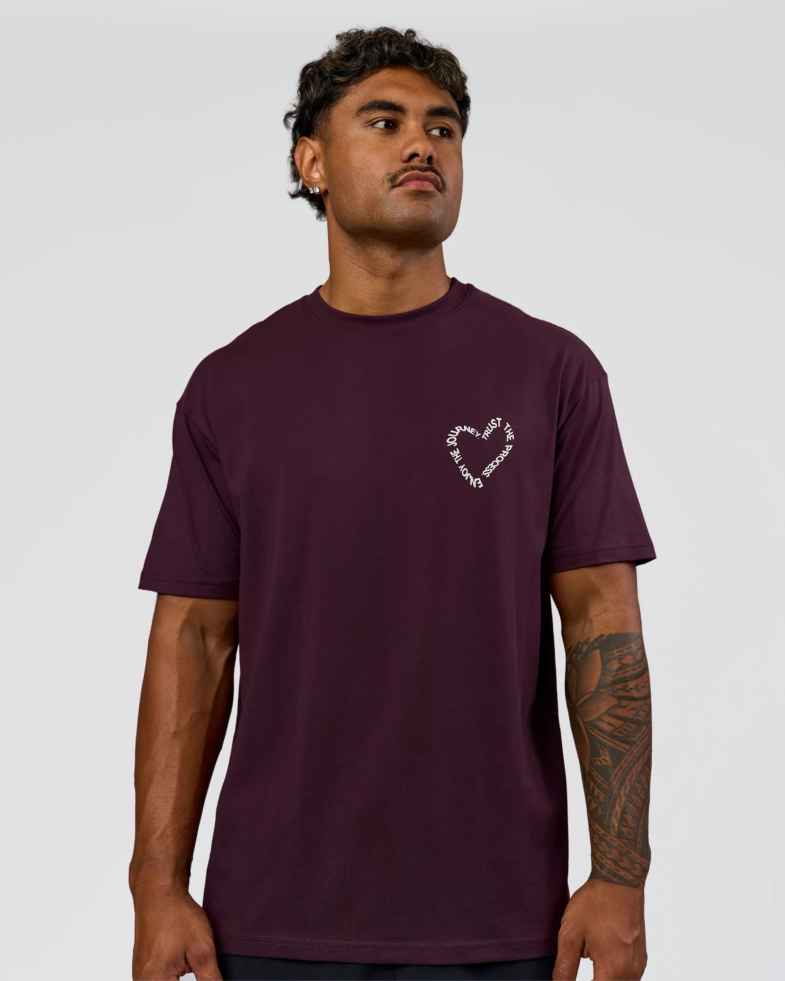 Love The Process FLXCotton Oversize Tee - Midnight Plum-White - Image 5