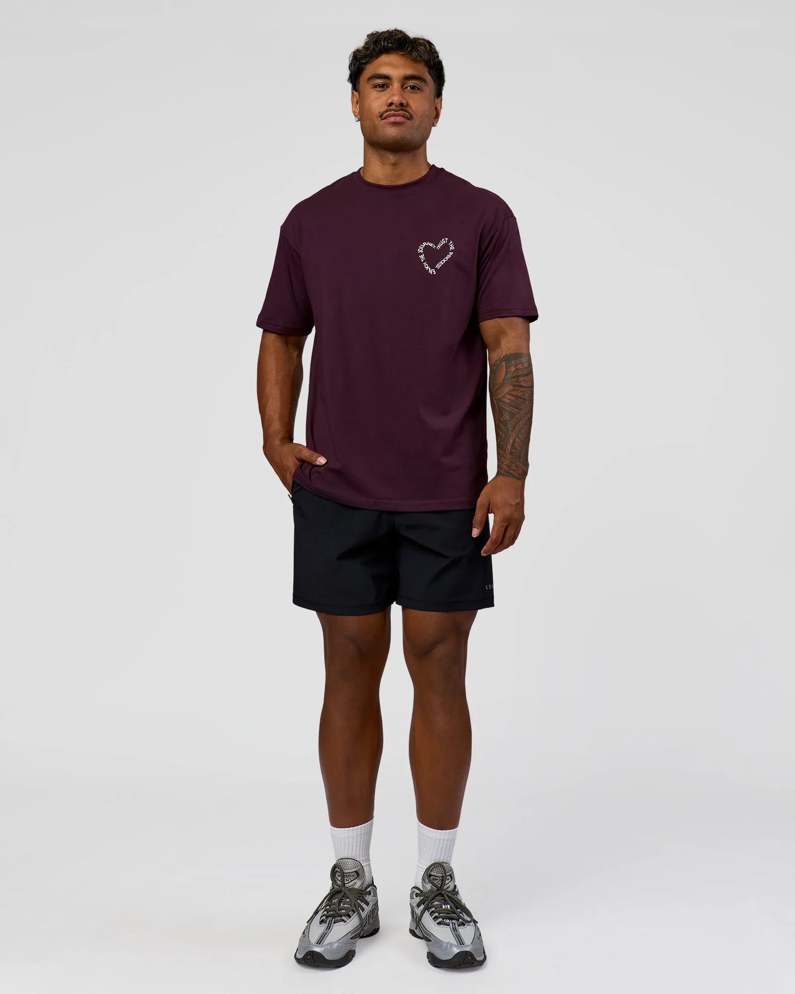 Love The Process FLXCotton Oversize Tee - Midnight Plum-White - Image 8