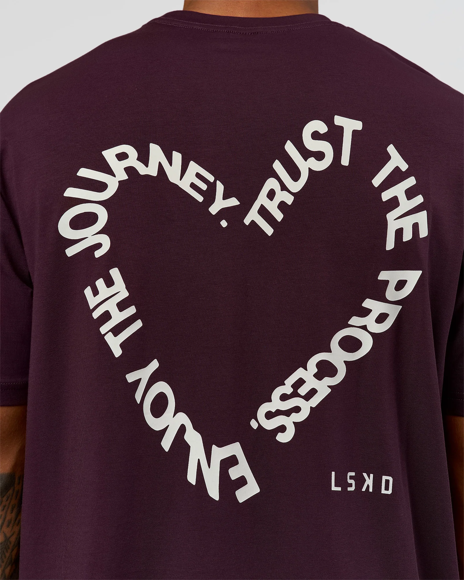 Love The Process FLXCotton Oversize Tee - Midnight Plum-White - Image 9