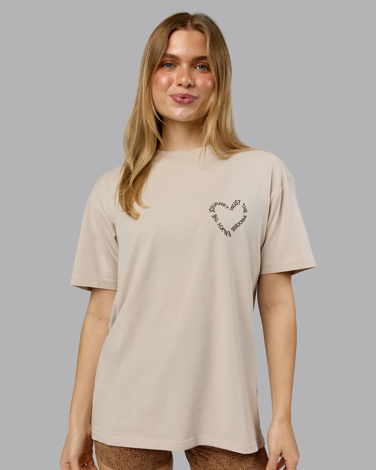 Love The Process FLXCotton Oversize Tee - Shale Beige-Choc - Image 3