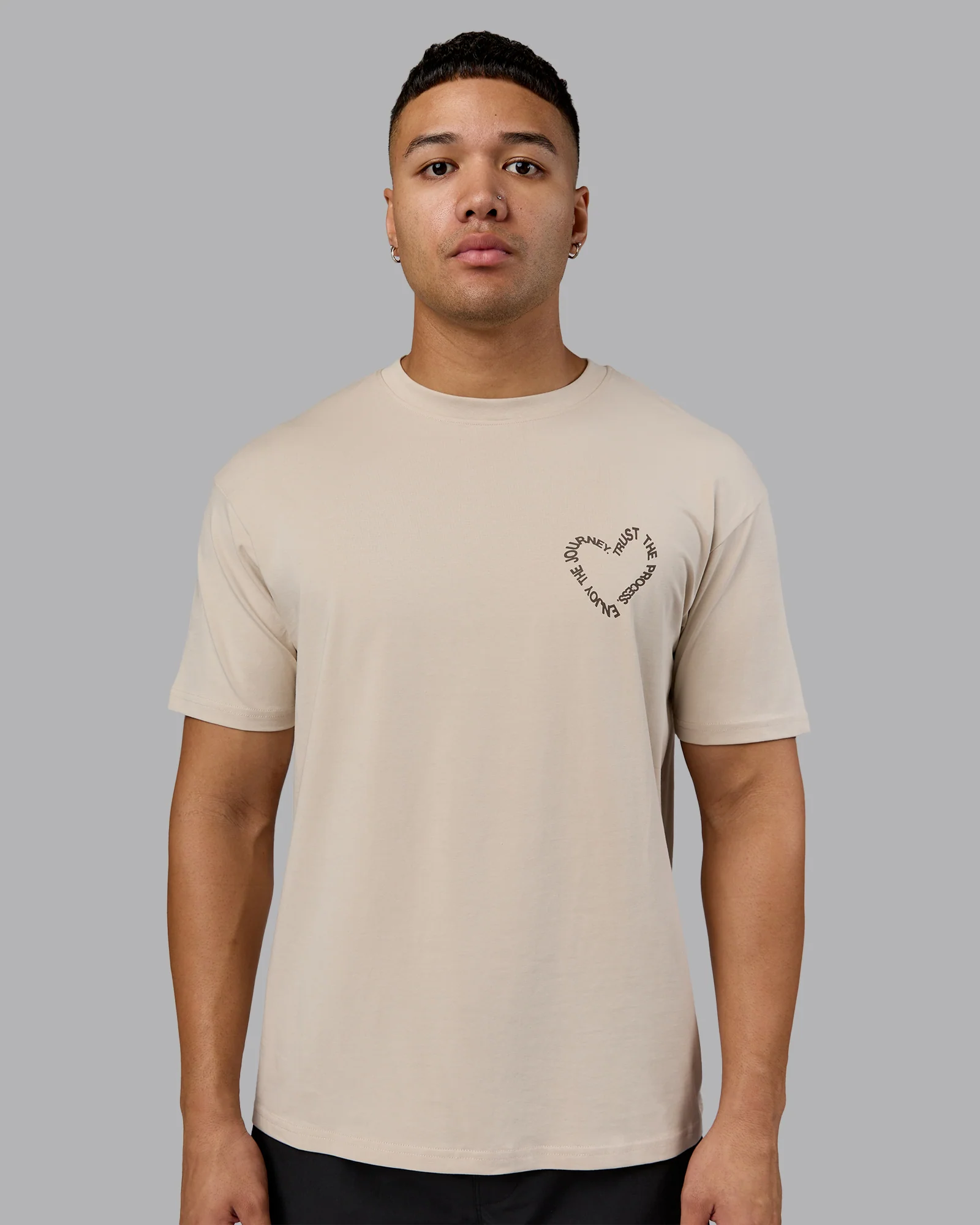 Love The Process FLXCotton Oversize Tee - Shale Beige-Choc - Image 4