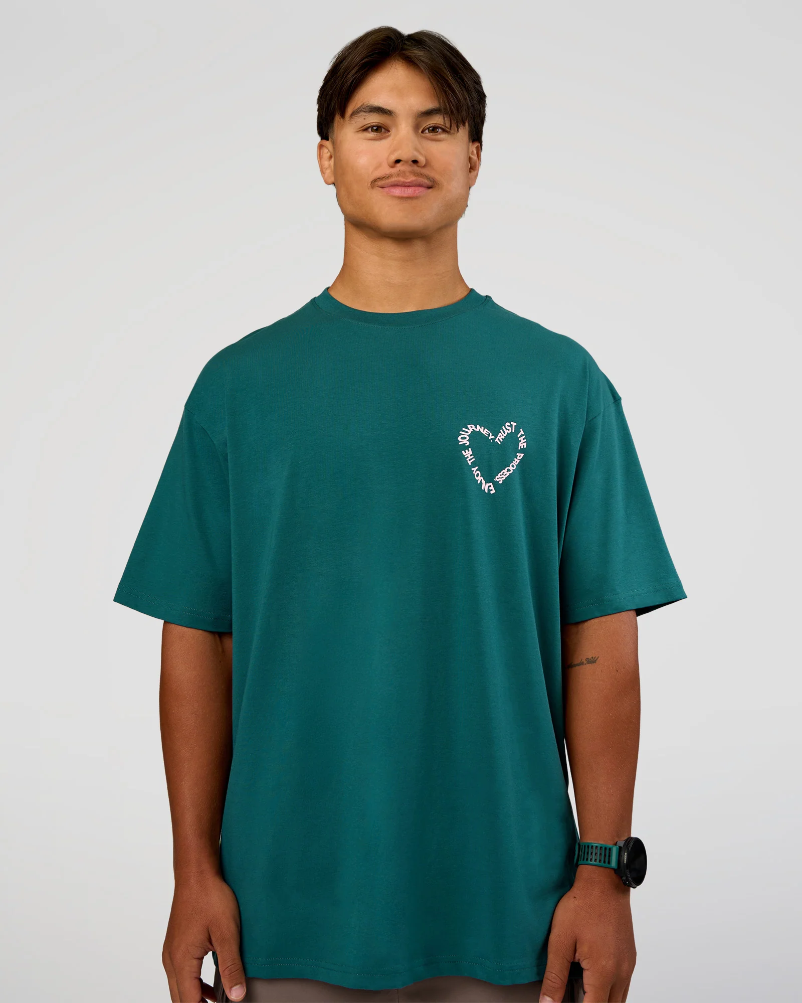 Love The Process FLXCotton Oversize Tee - Transformative Teal-Marshmallow - Image 3