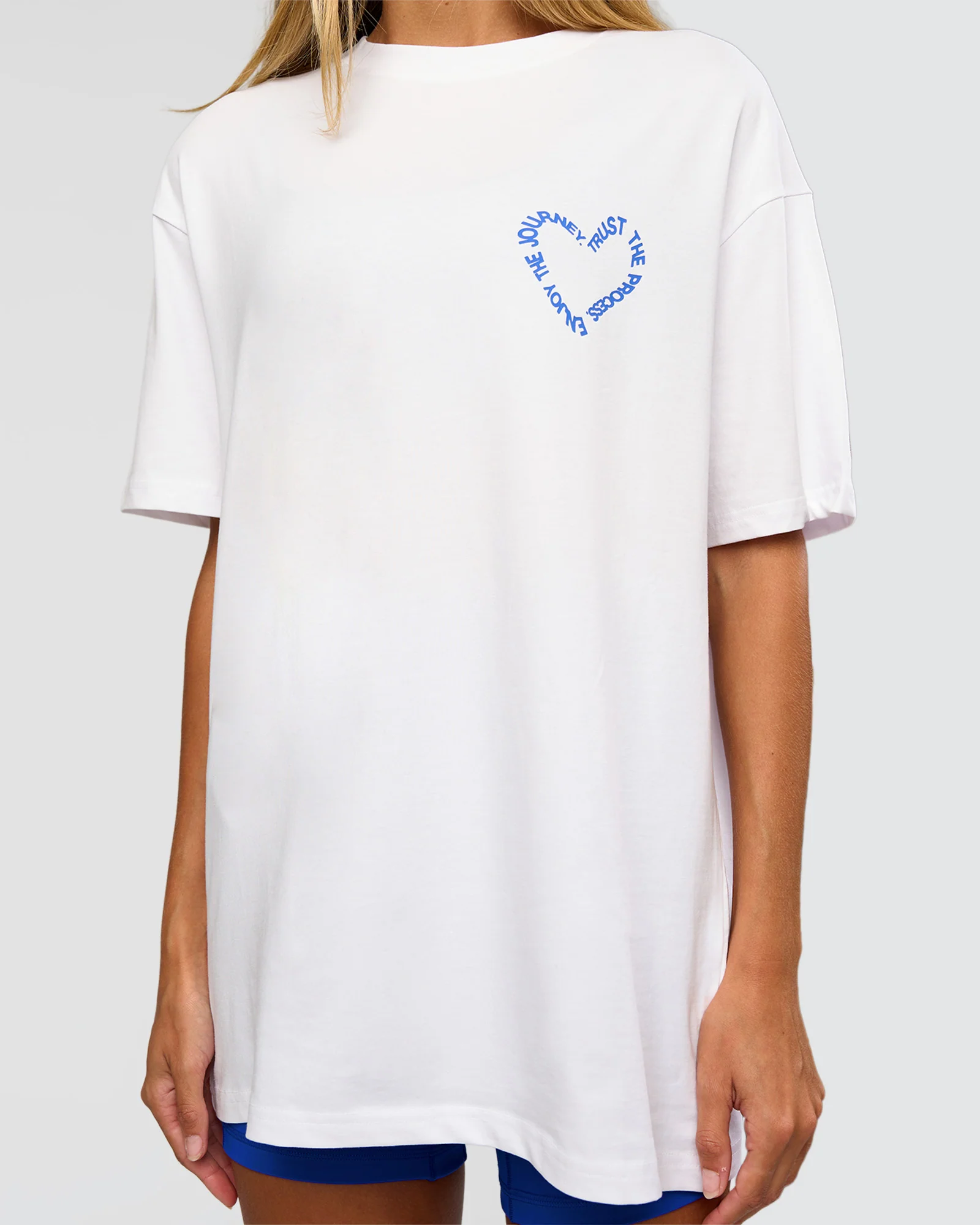 Love The Process FLXCotton Oversize Tee - White-Electric Indigo - Image 10