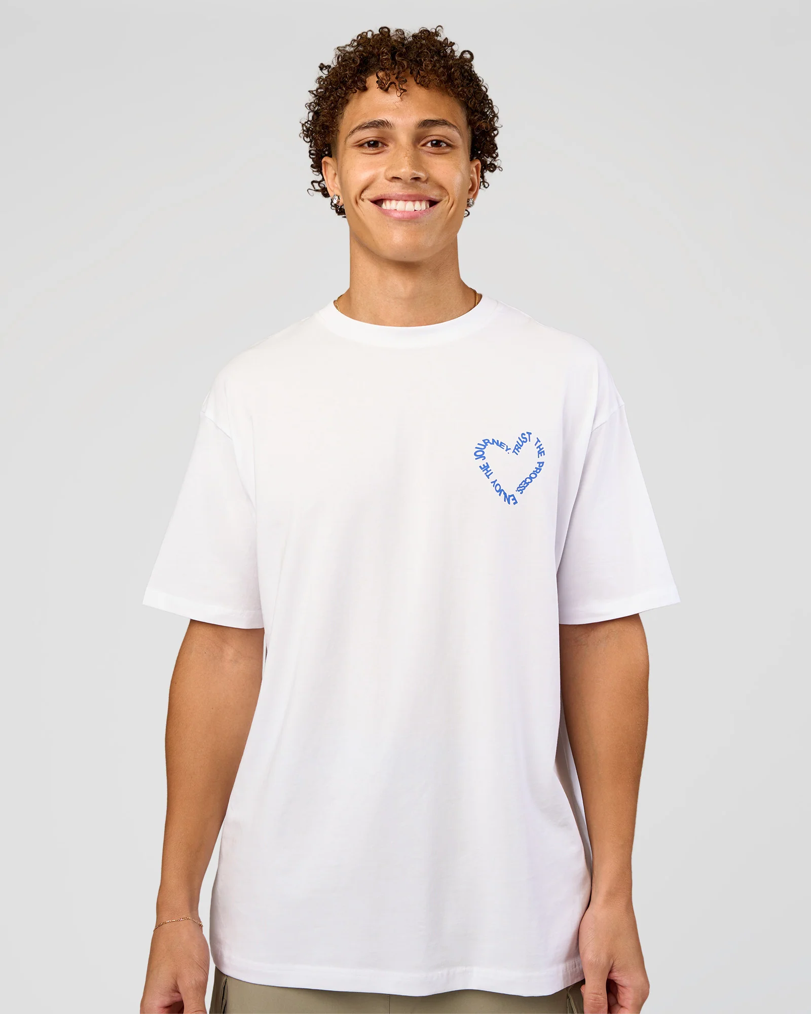 Love The Process FLXCotton Oversize Tee - White-Electric Indigo - Image 3