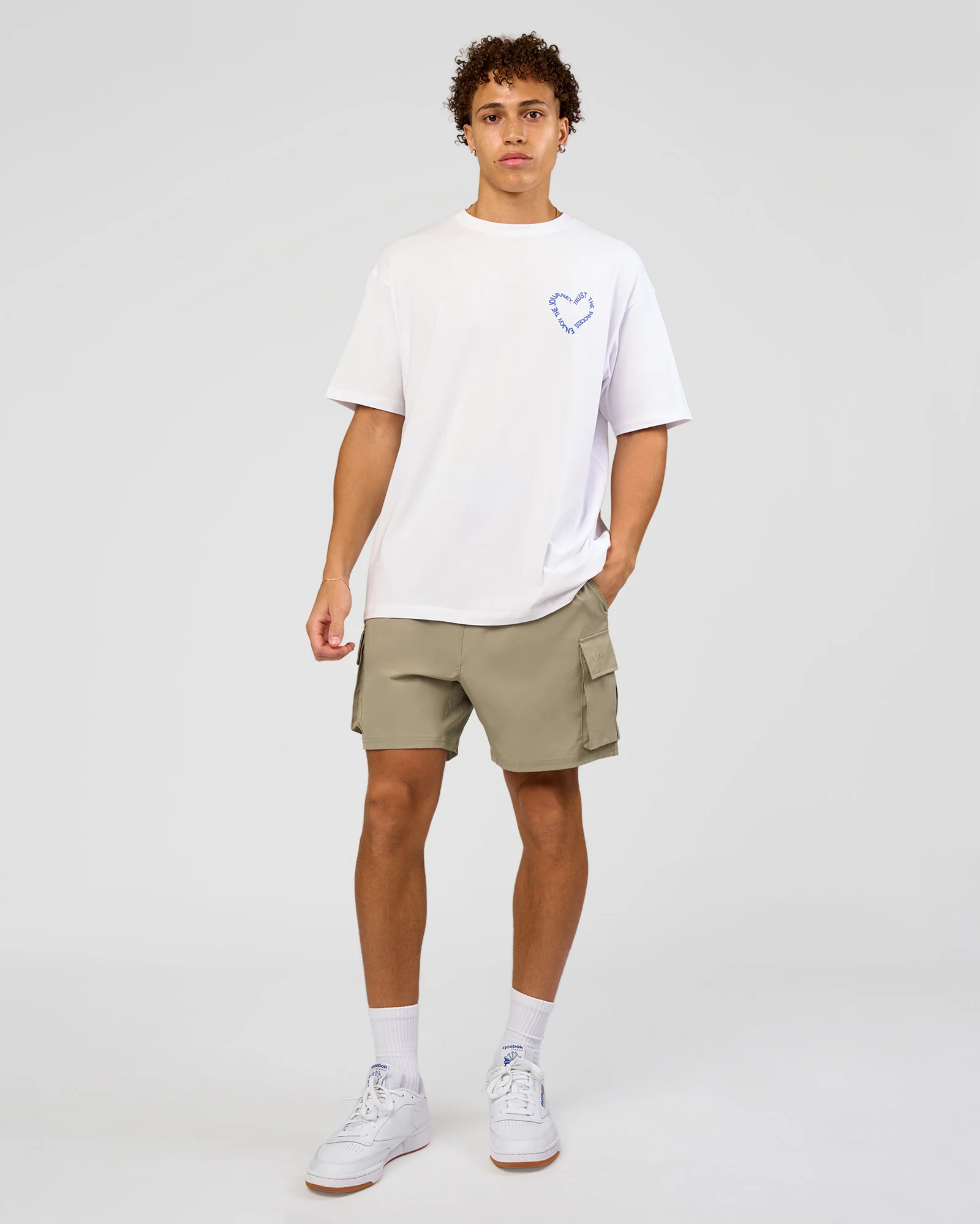 Love The Process FLXCotton Oversize Tee - White-Electric Indigo - Image 9