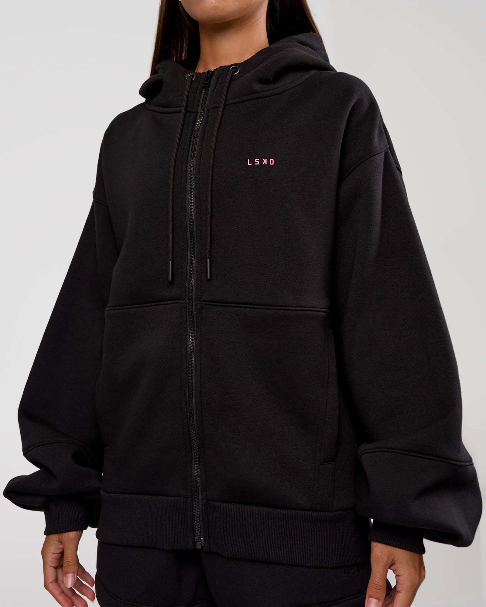 Love The Process Zip Through Hoodie - Black-Sugar Plum - Image 4