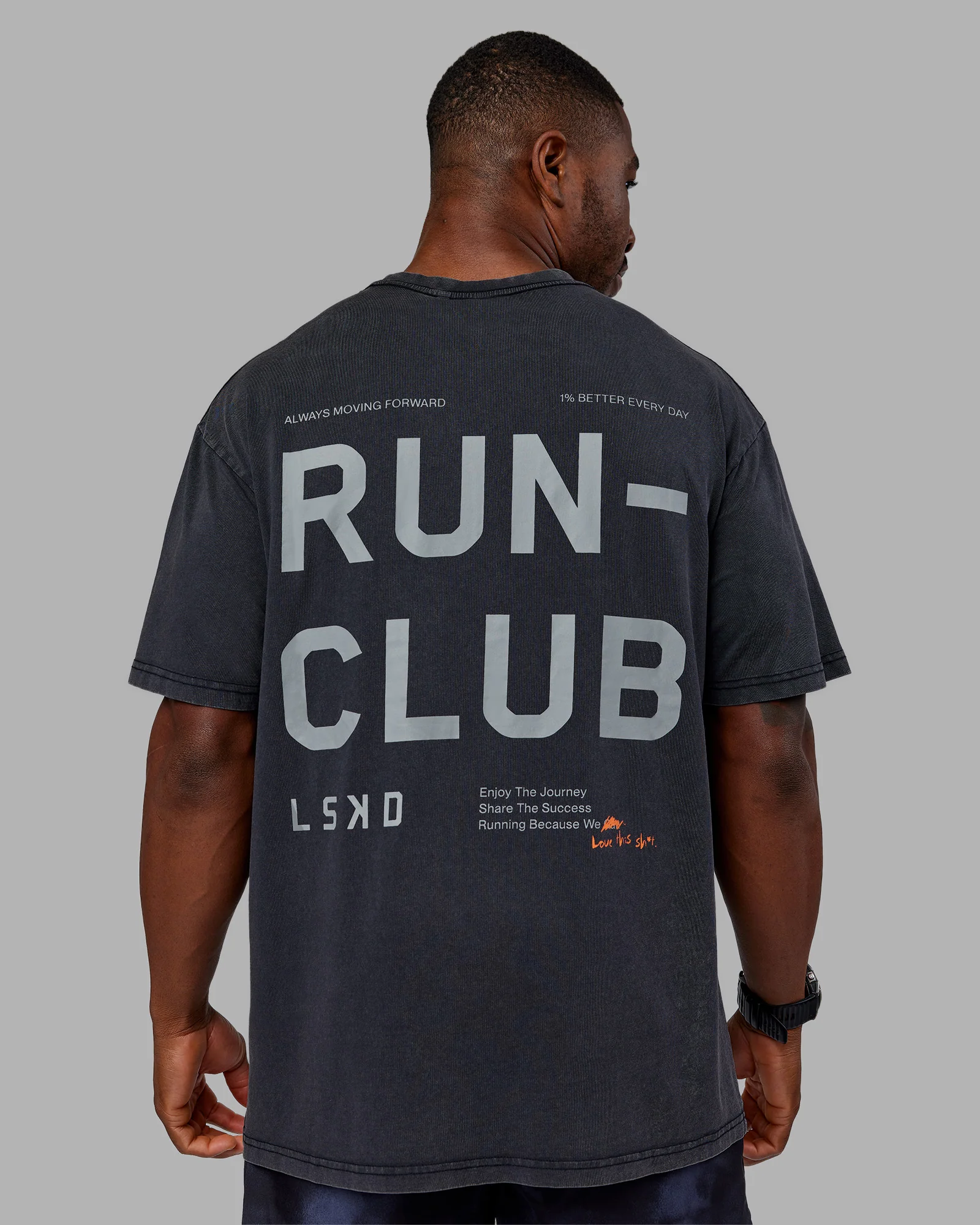 Love The Run FLXCotton Tee Oversize - Black Washed-Circular Gray - Image 2