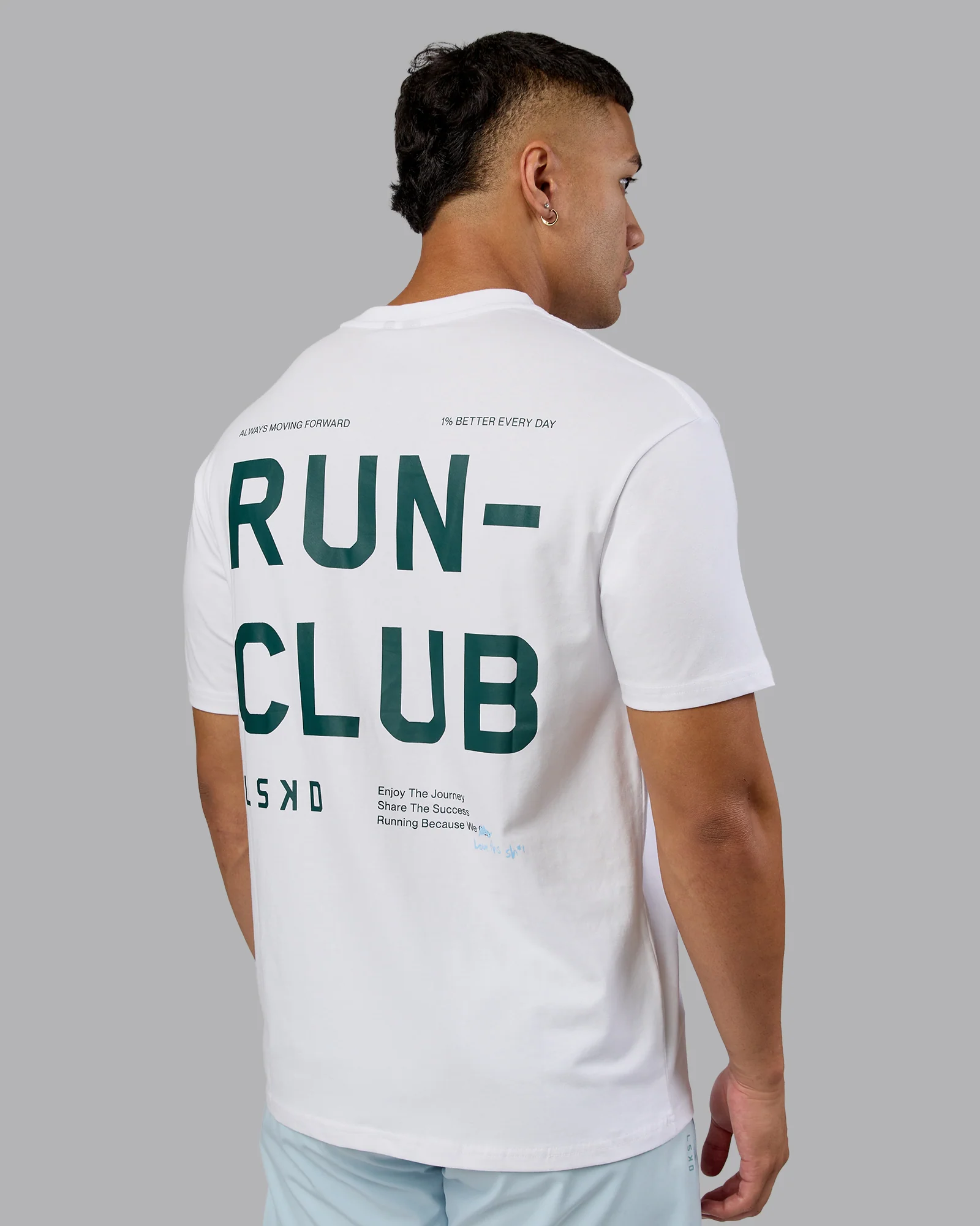 Love The Run FLXCotton Tee Oversize - White-Dark Moss - Image 2