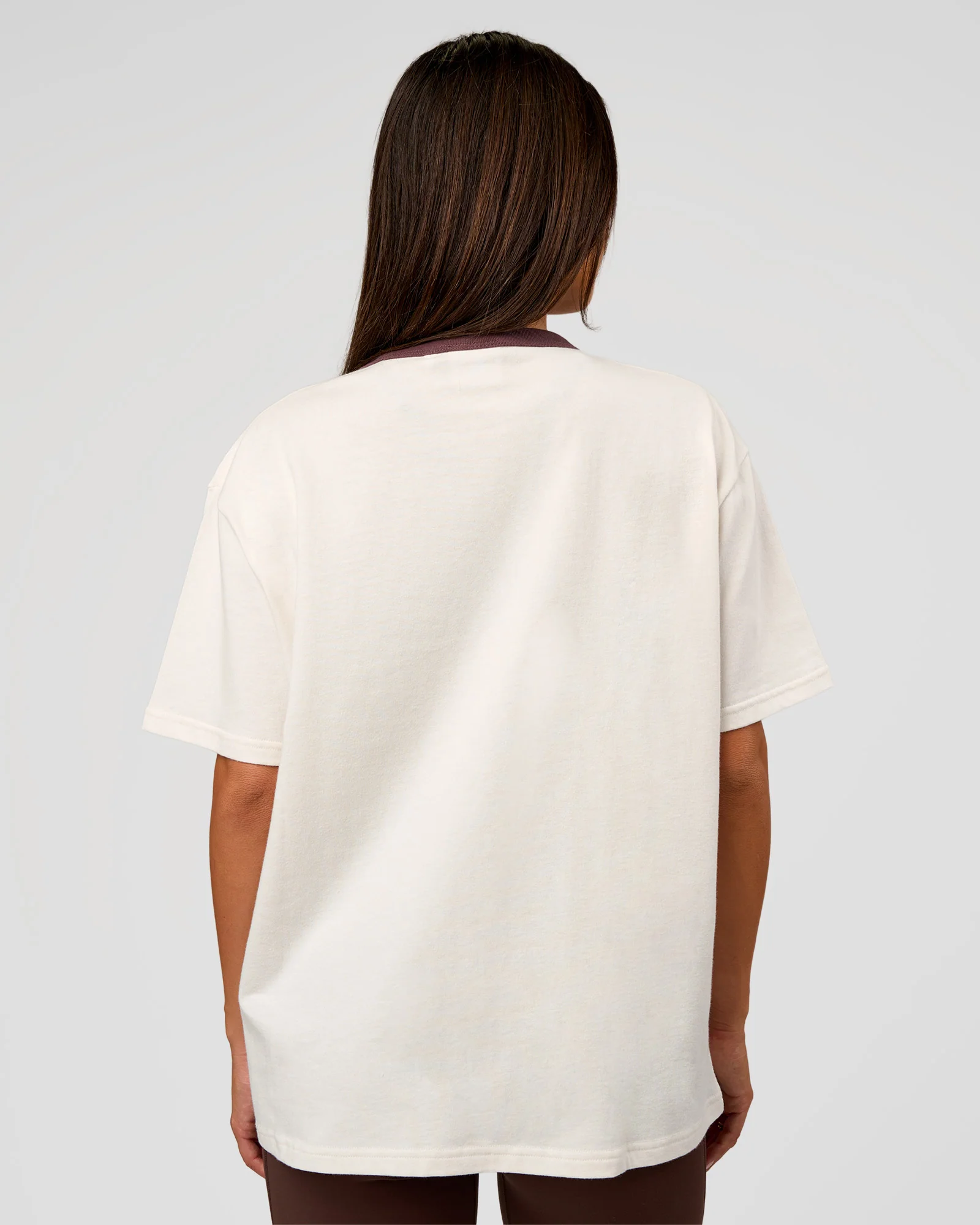 LSKD Fitness Club Heavyweight Oversized Tee - Off White-Cocoa Powder - Image 3