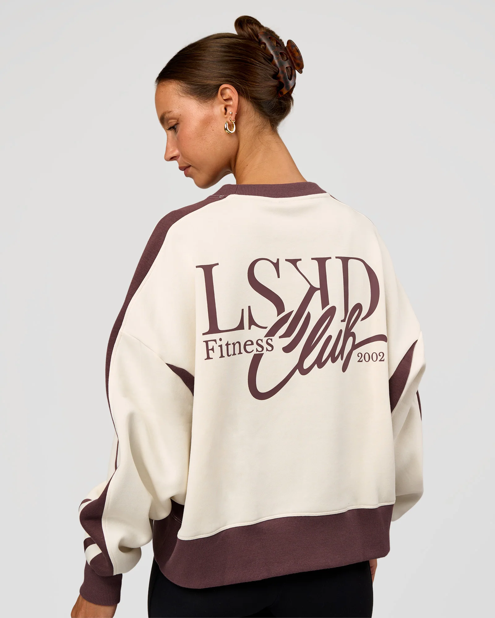 LSKD Fitness Club Oversized Sweater - Off White-Cocoa Powder - Image 5