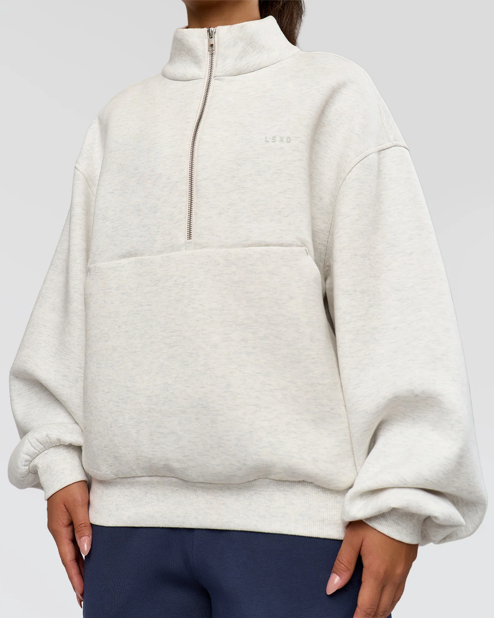 Luxe ZeroCrease Spacer Half Zip - Silver Marl - Image 8