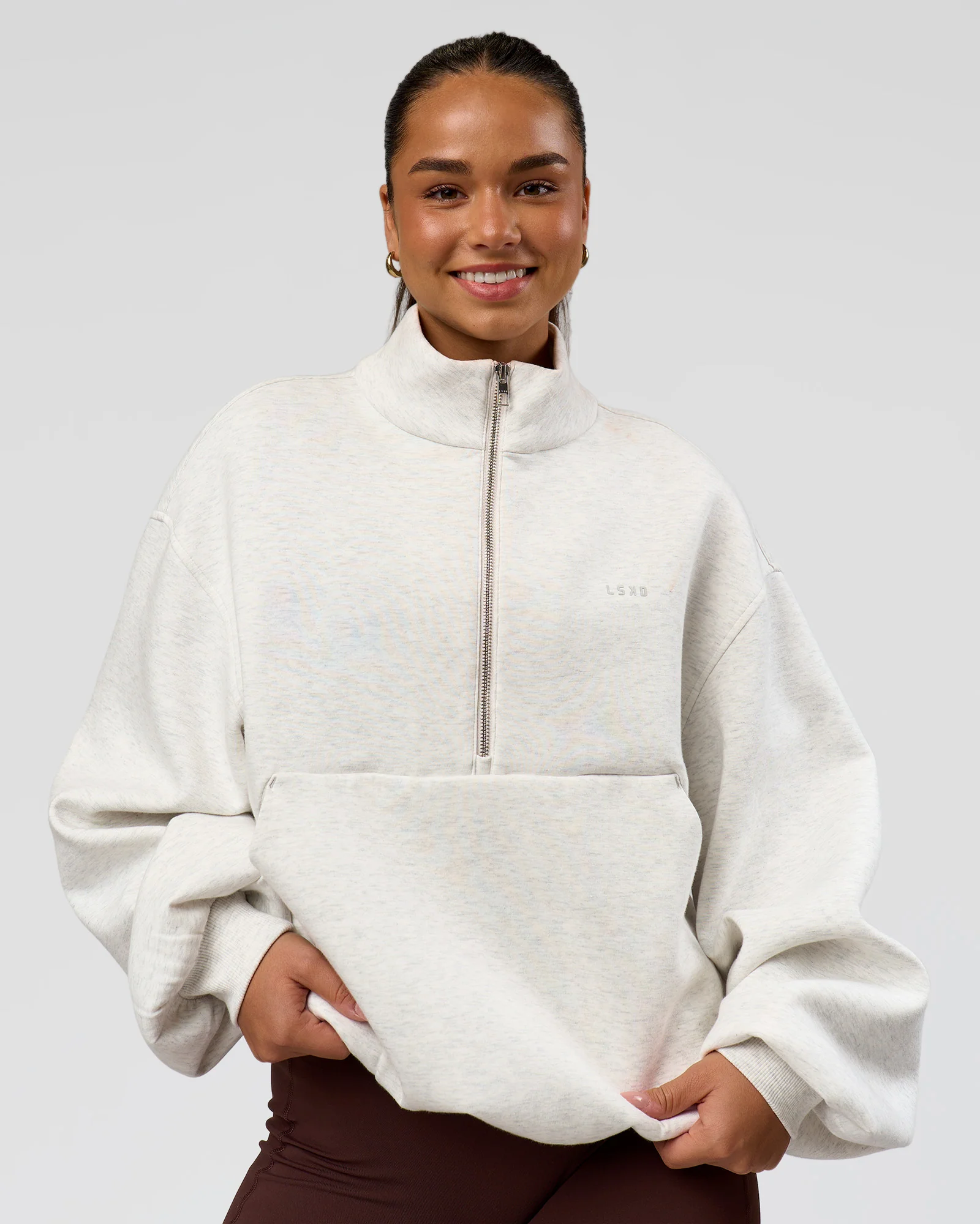 Luxe ZeroCrease Spacer Half Zip - Silver Marl - Image 9