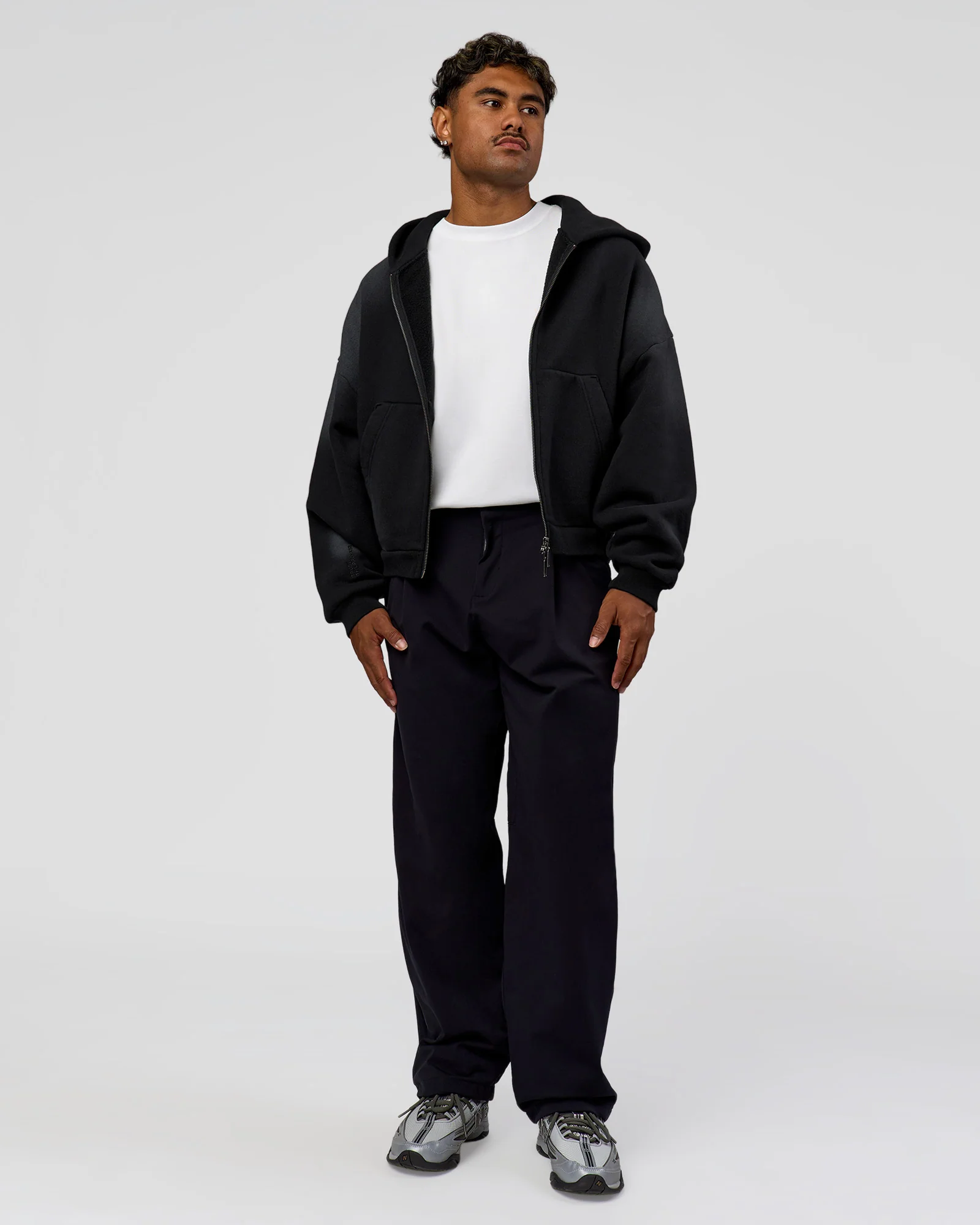 Memory In Motion Ultra Heavyweight Zip Thru Hoodie - Black Washed - Image 10