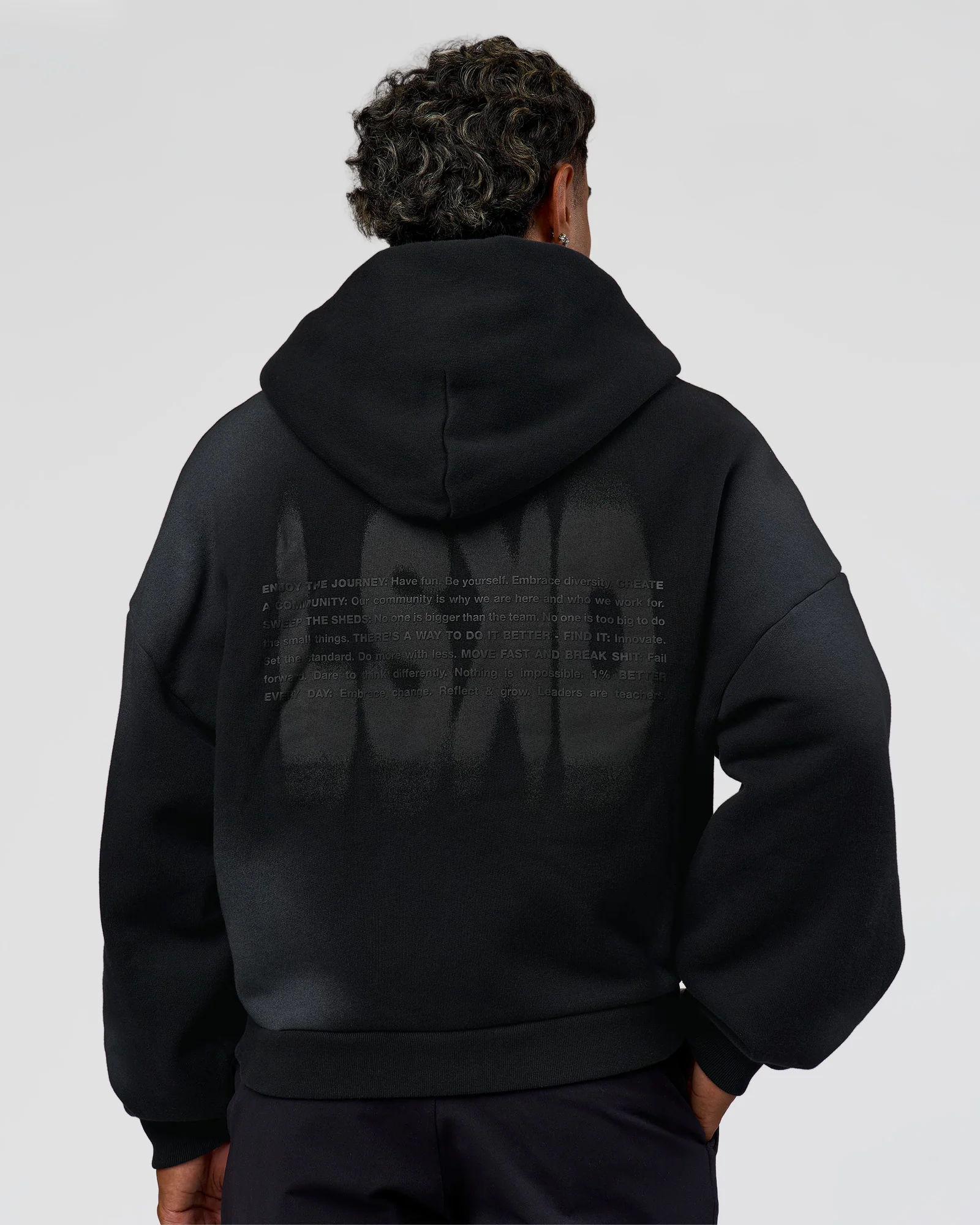 Memory In Motion Ultra Heavyweight Zip Thru Hoodie - Black Washed - Image 11
