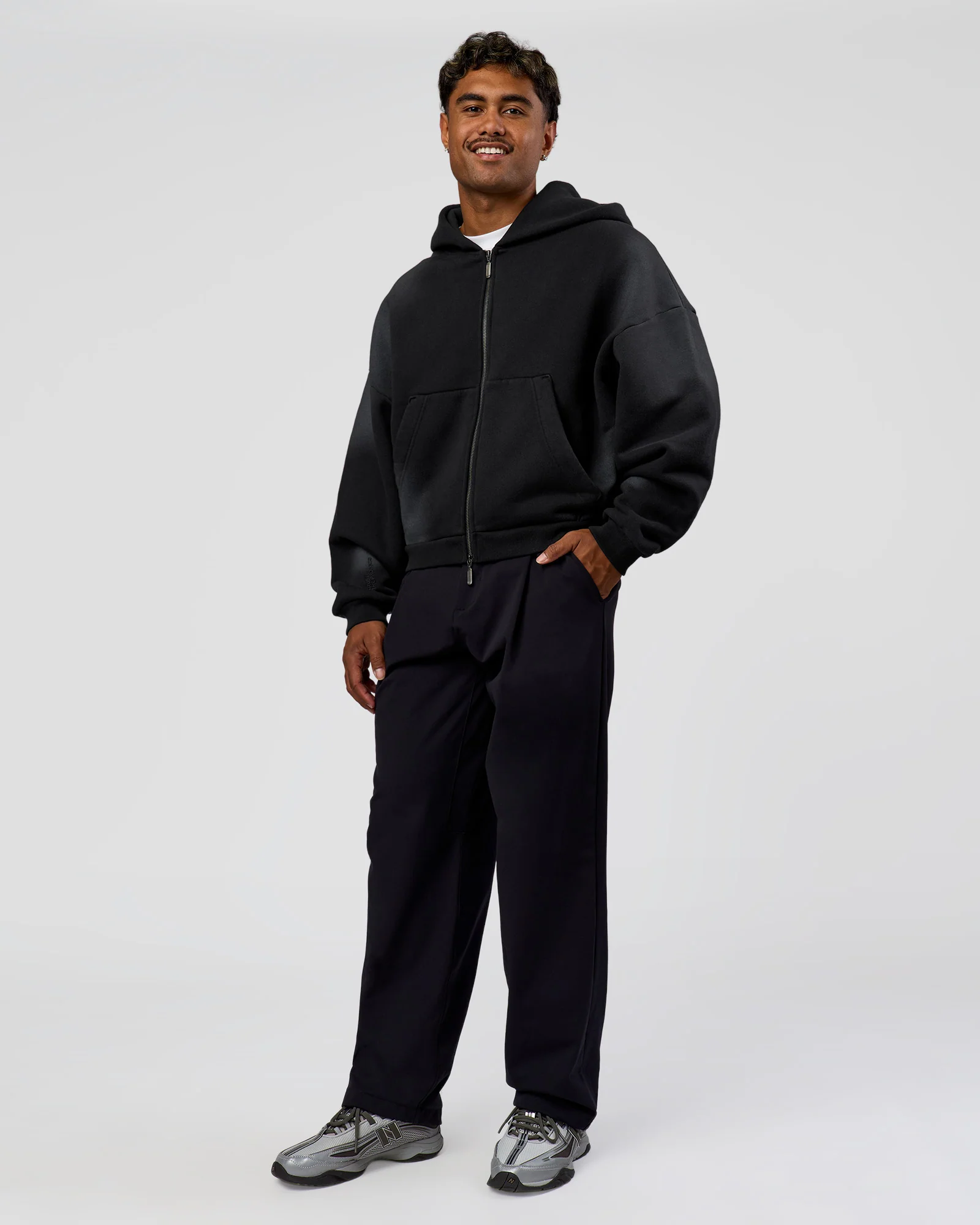 Memory In Motion Ultra Heavyweight Zip Thru Hoodie - Black Washed - Image 13