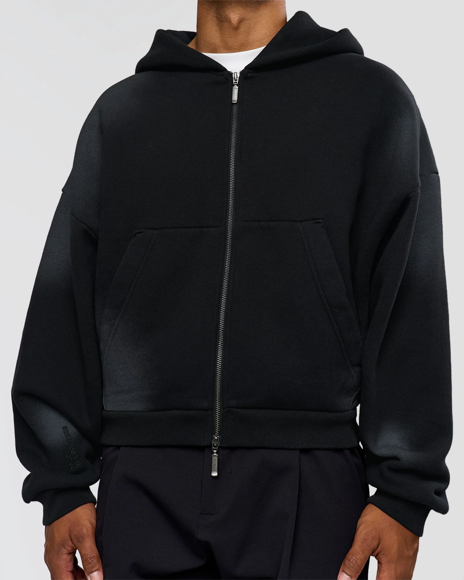 Memory In Motion Ultra Heavyweight Zip Thru Hoodie - Black Washed - Image 14