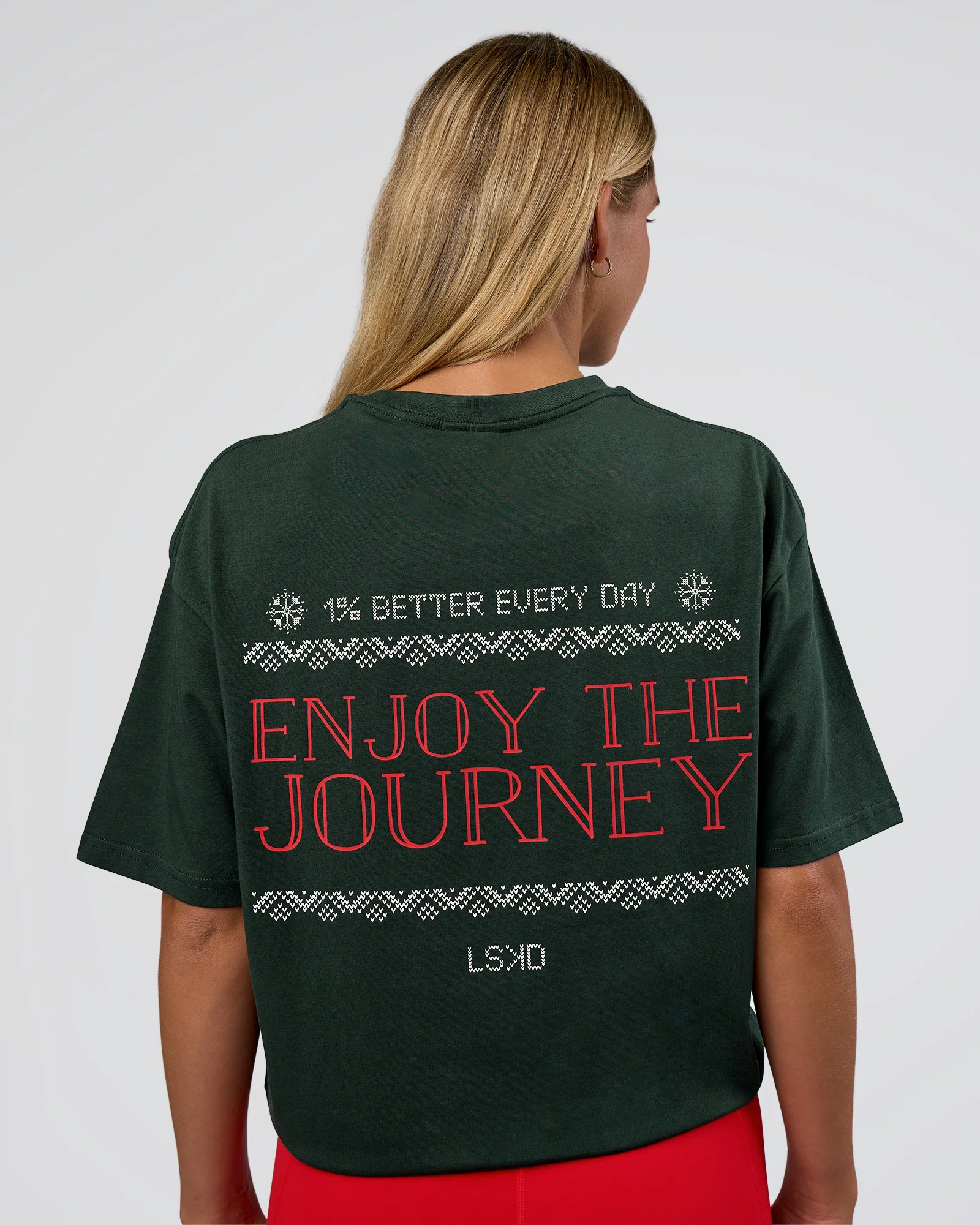 Merry Journey FLXCotton Oversized Tee - Vital Green-White - Image 4