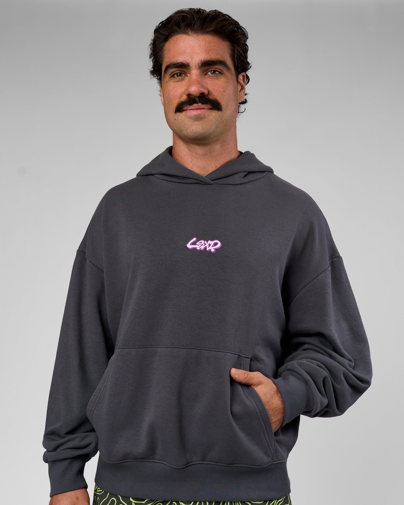 Miami Vibe Oversized Hoodie - Dark Storm-Marshmallow - Image 4
