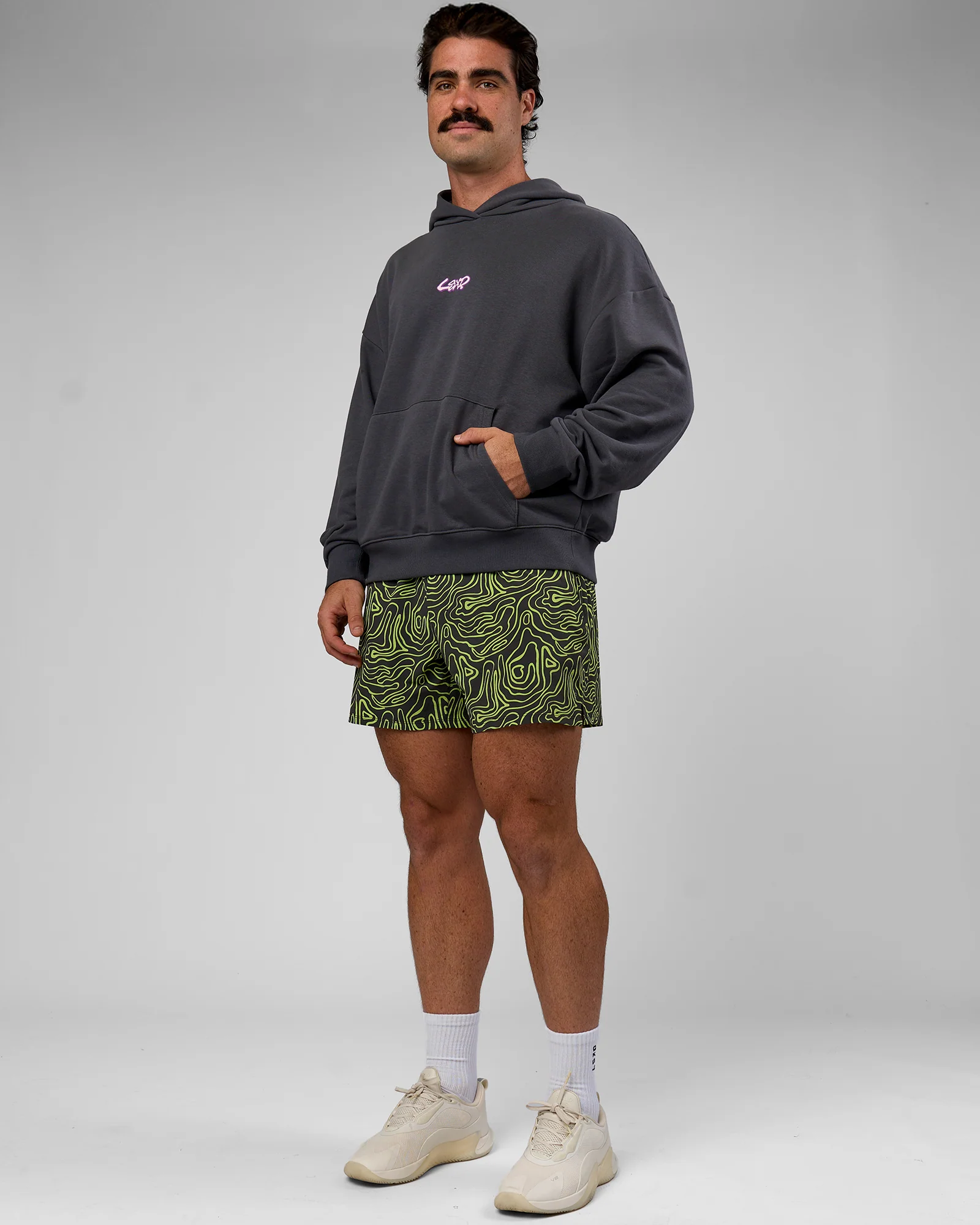 Miami Vibe Oversized Hoodie - Dark Storm-Marshmallow - Image 7