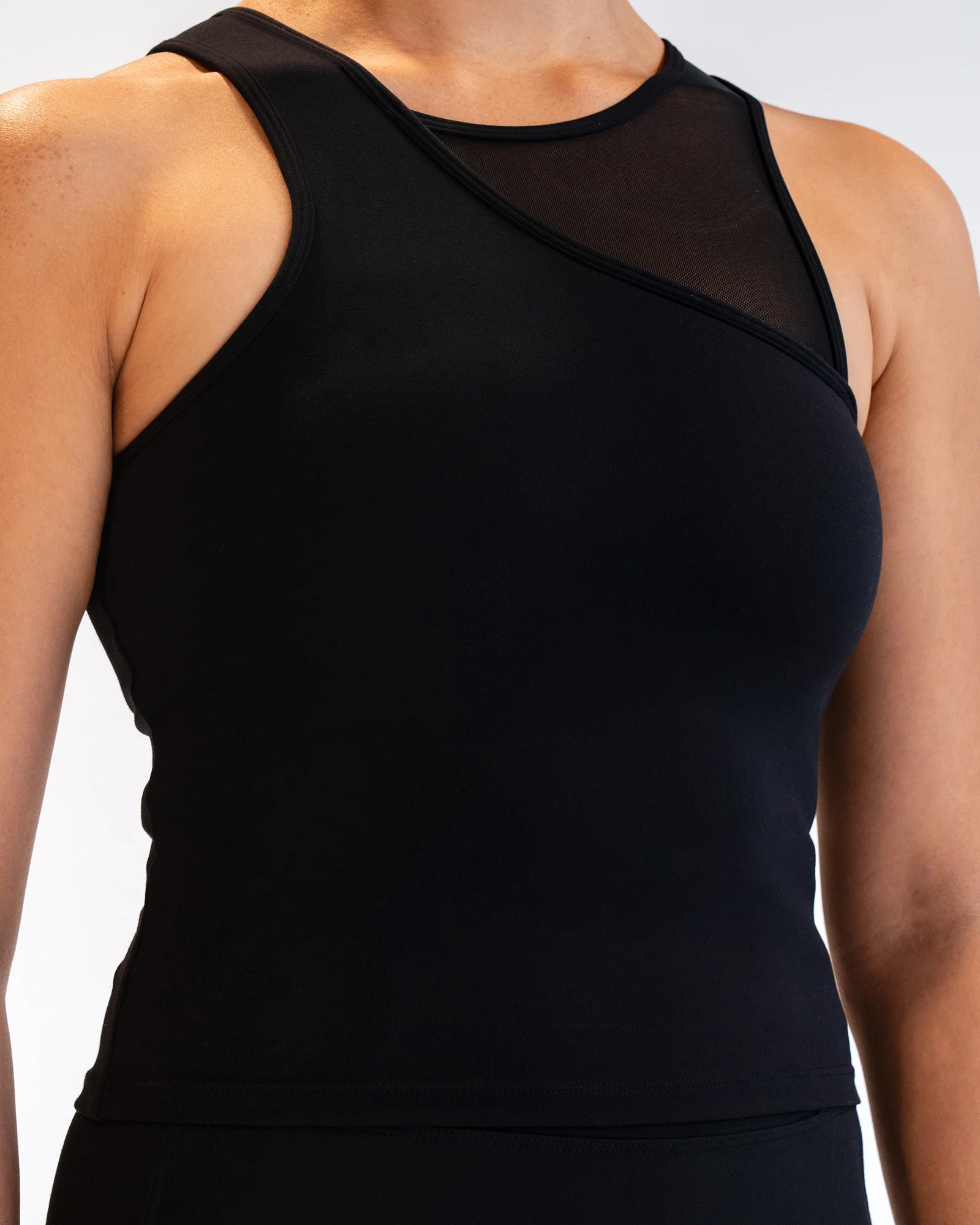 Motion Mesh Shelf Bra Tank - Black - Image 3
