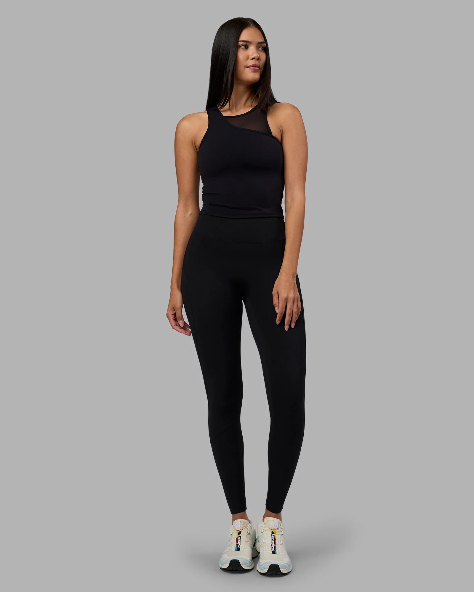 Motion Mesh Shelf Bra Tank - Black - Image 5